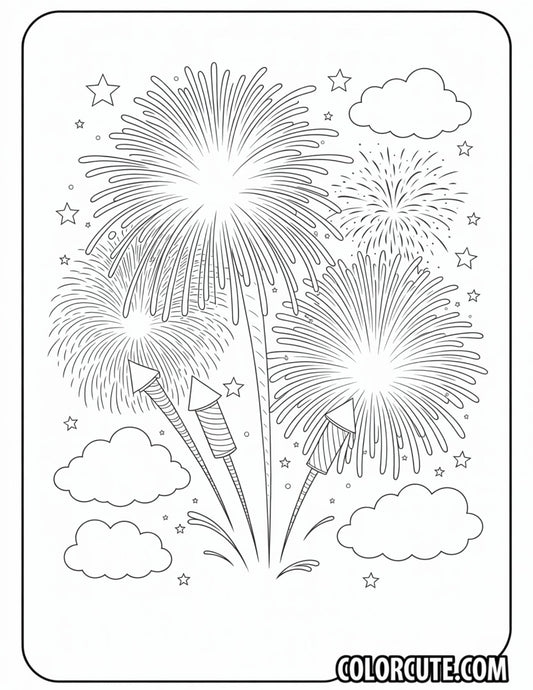 Fireworks Summer Coloring Pages | Free PDF Printables