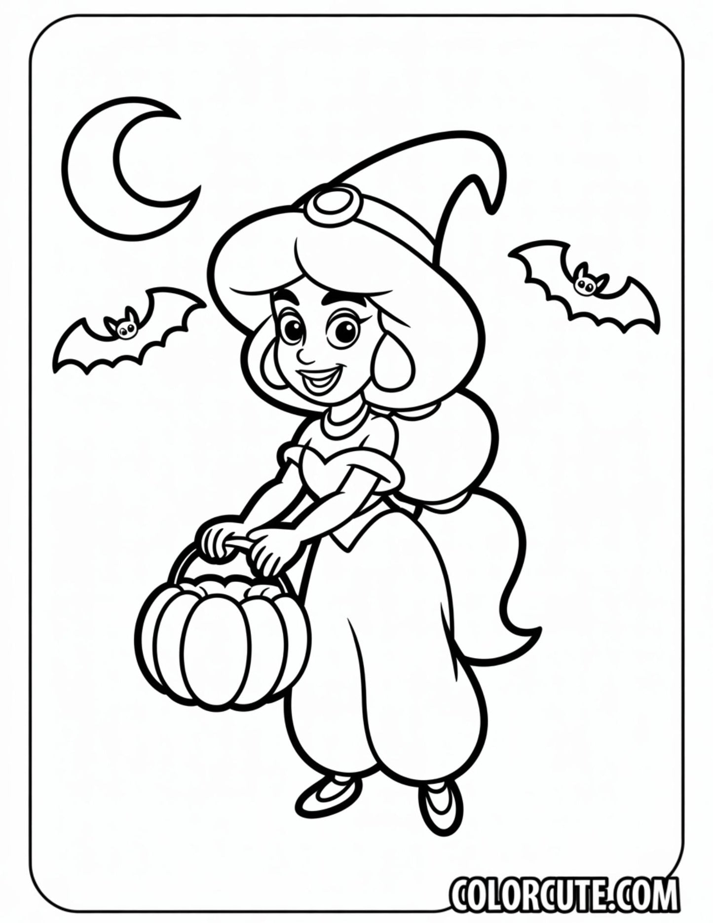 Halloween Jasmine Coloring Page | Free PDF Printables
