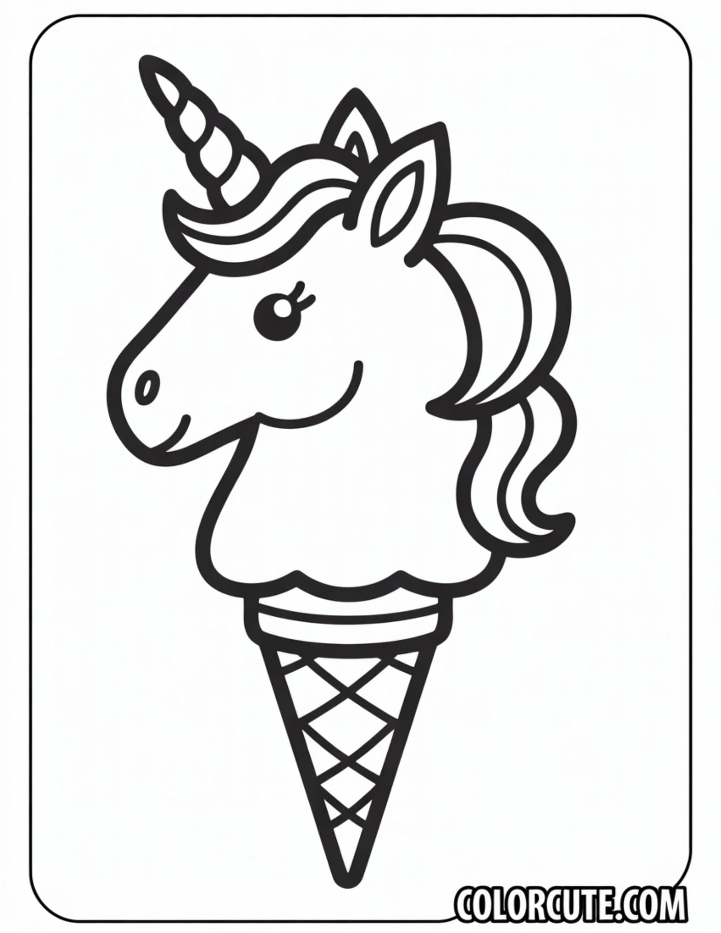 Unicorn Ice Cream Coloring Page | Free PDF Printables