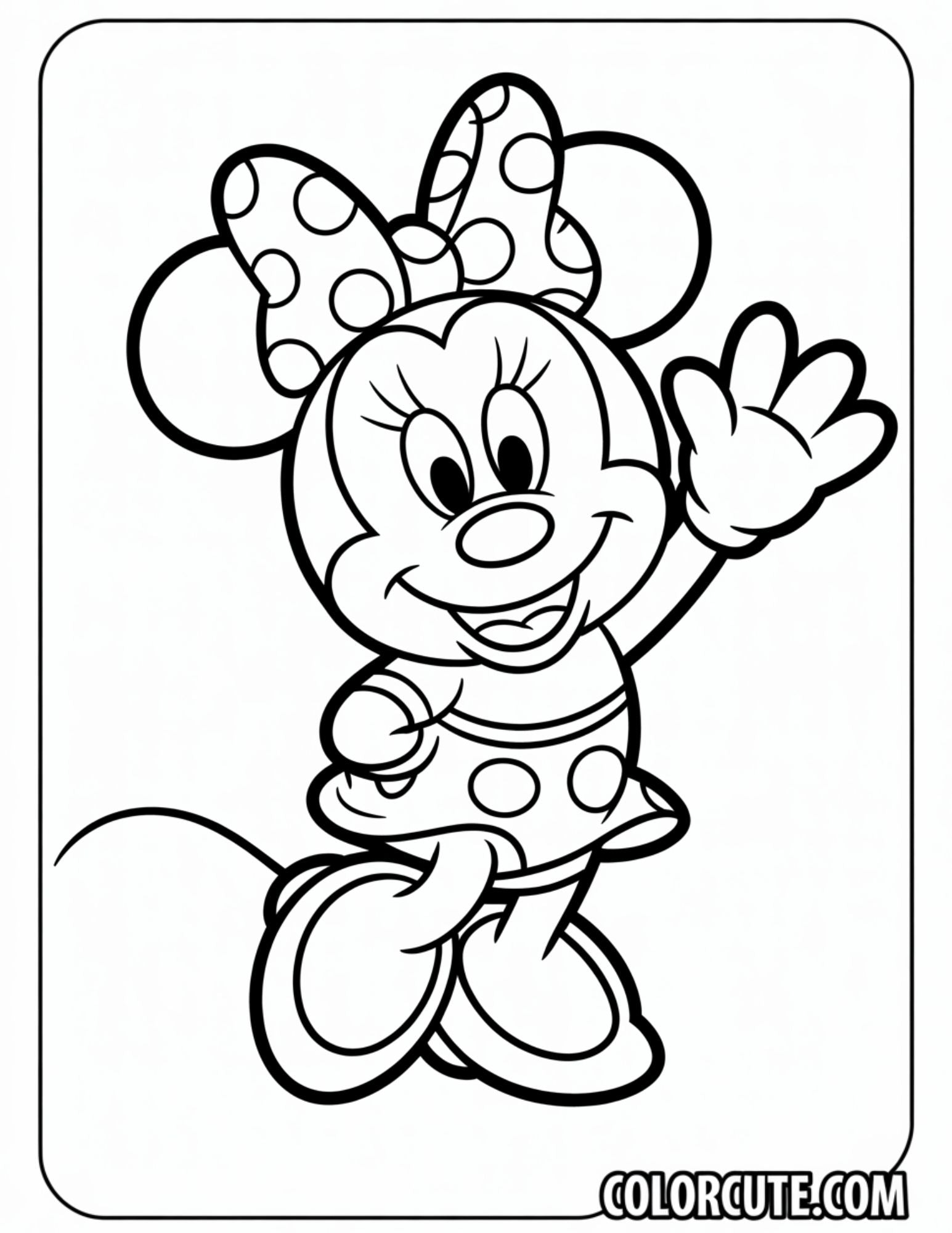 Easy Minnie Mouse Coloring Page | Free PDF Printables – Color Cute ...