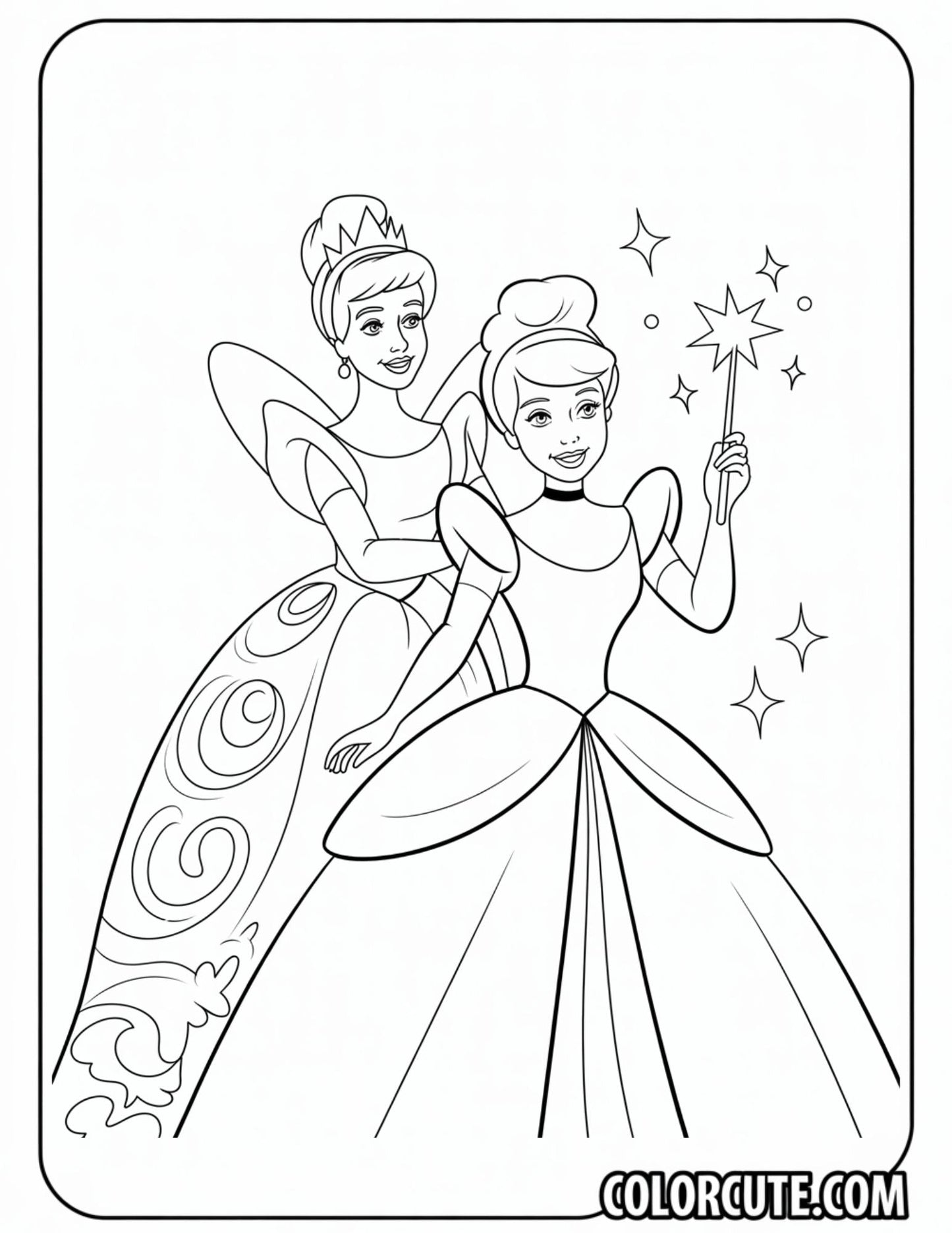 Fairy Godmother Cinderella Coloring Pages | Free PDF Printables