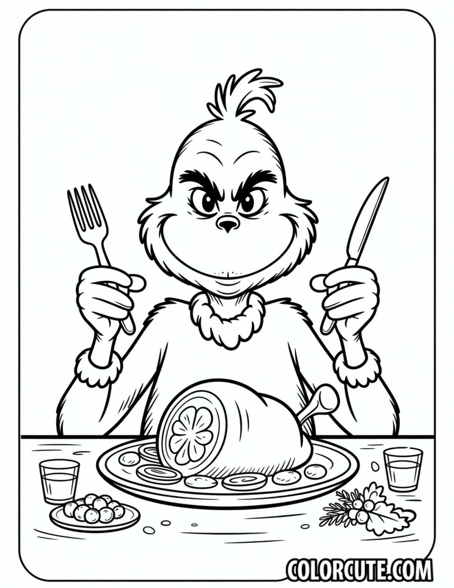 Grinch Roast Beast Coloring Page | Free PDF Printables