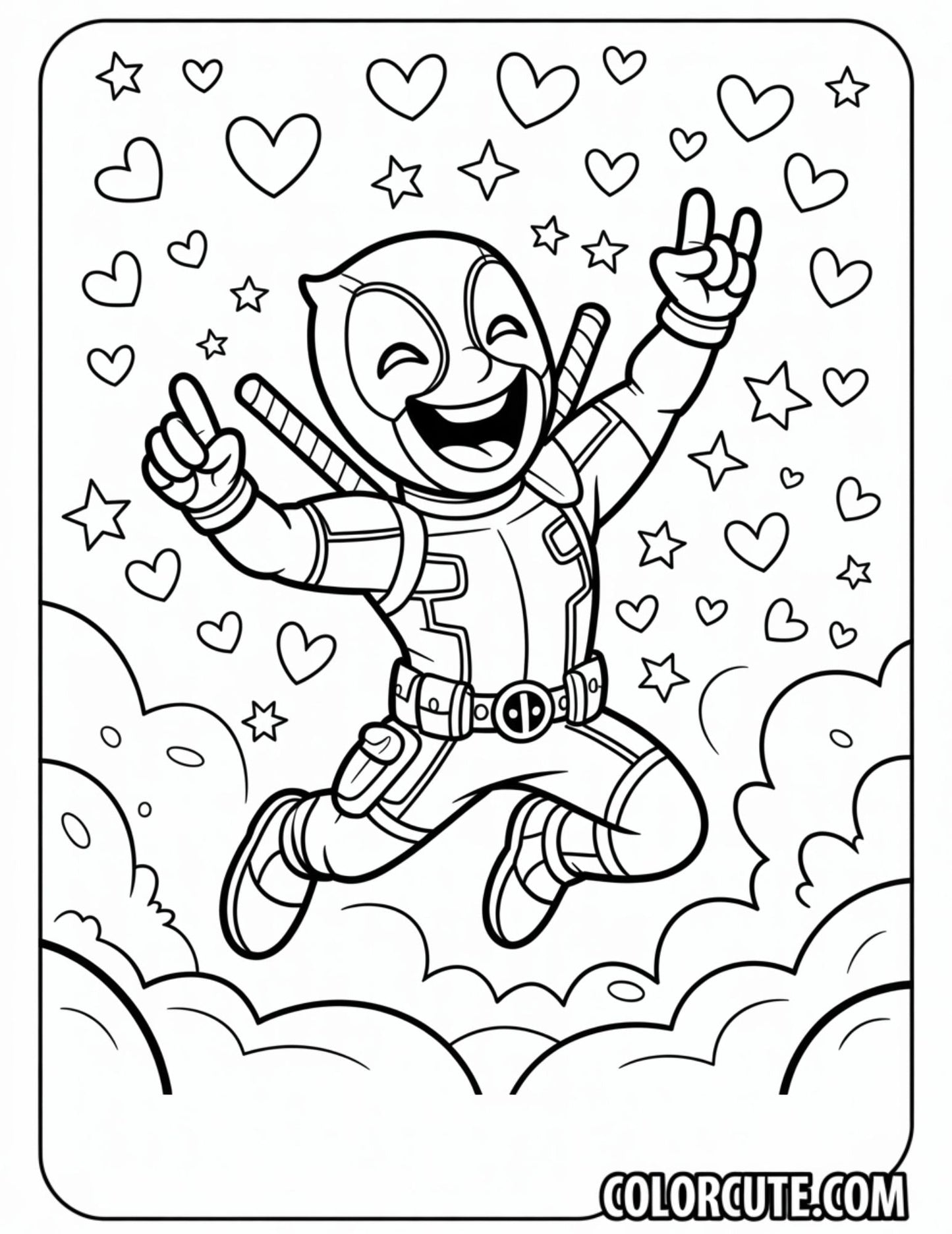 Happy Deadpool Coloring Pages | Free PDF Printables
