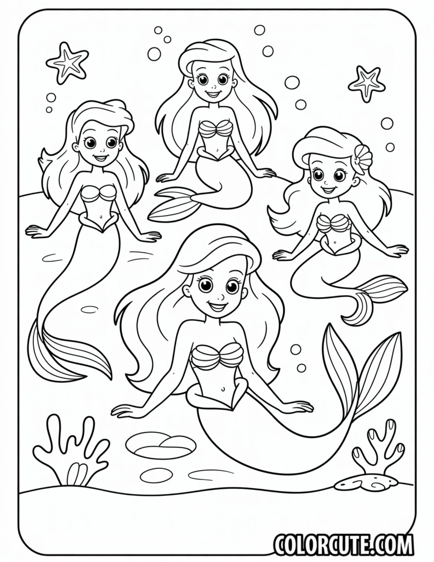 Sisters Ariel Coloring Pages | Free PDF Printables