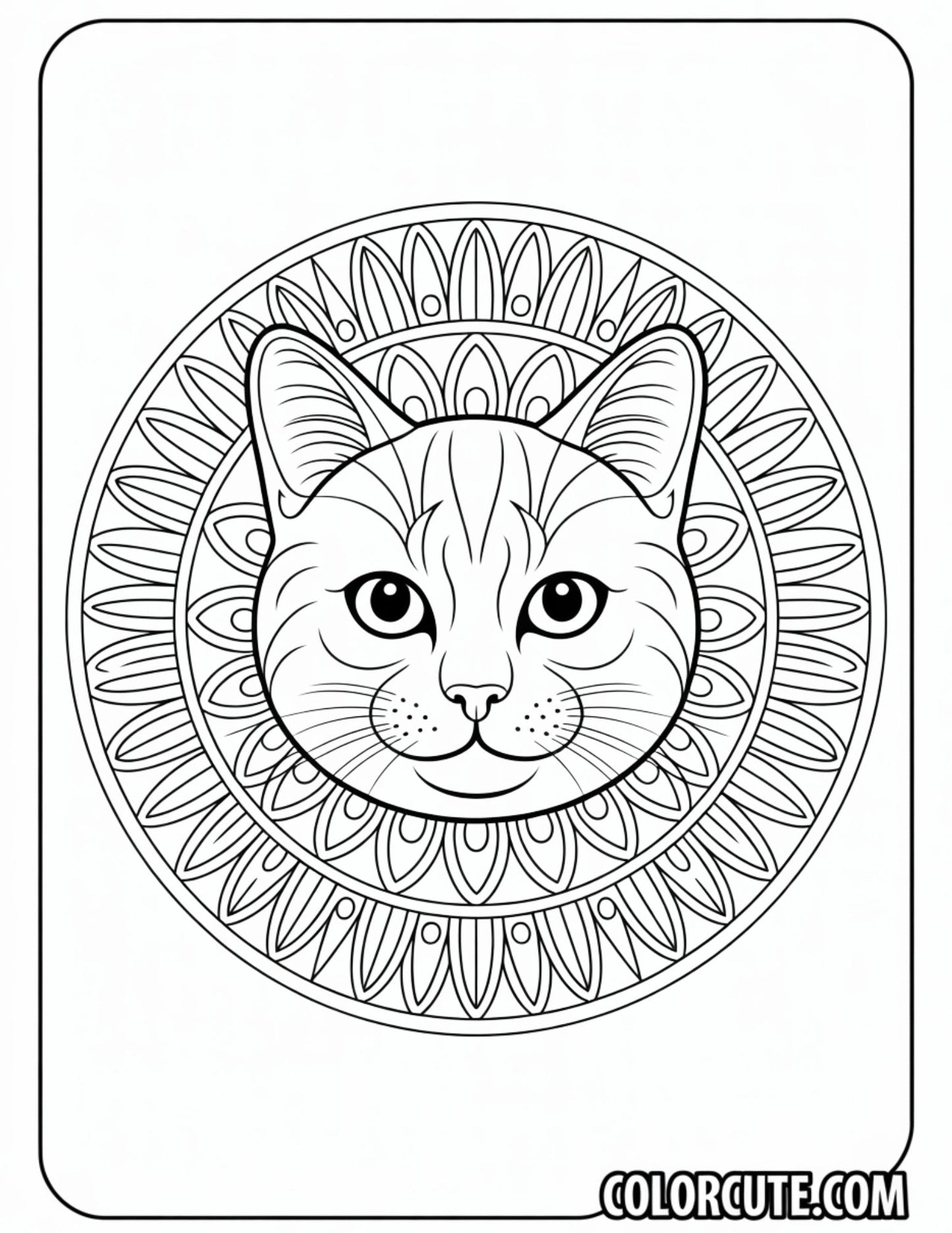 Cat Mandala Coloring Pages | Free PDF Printables