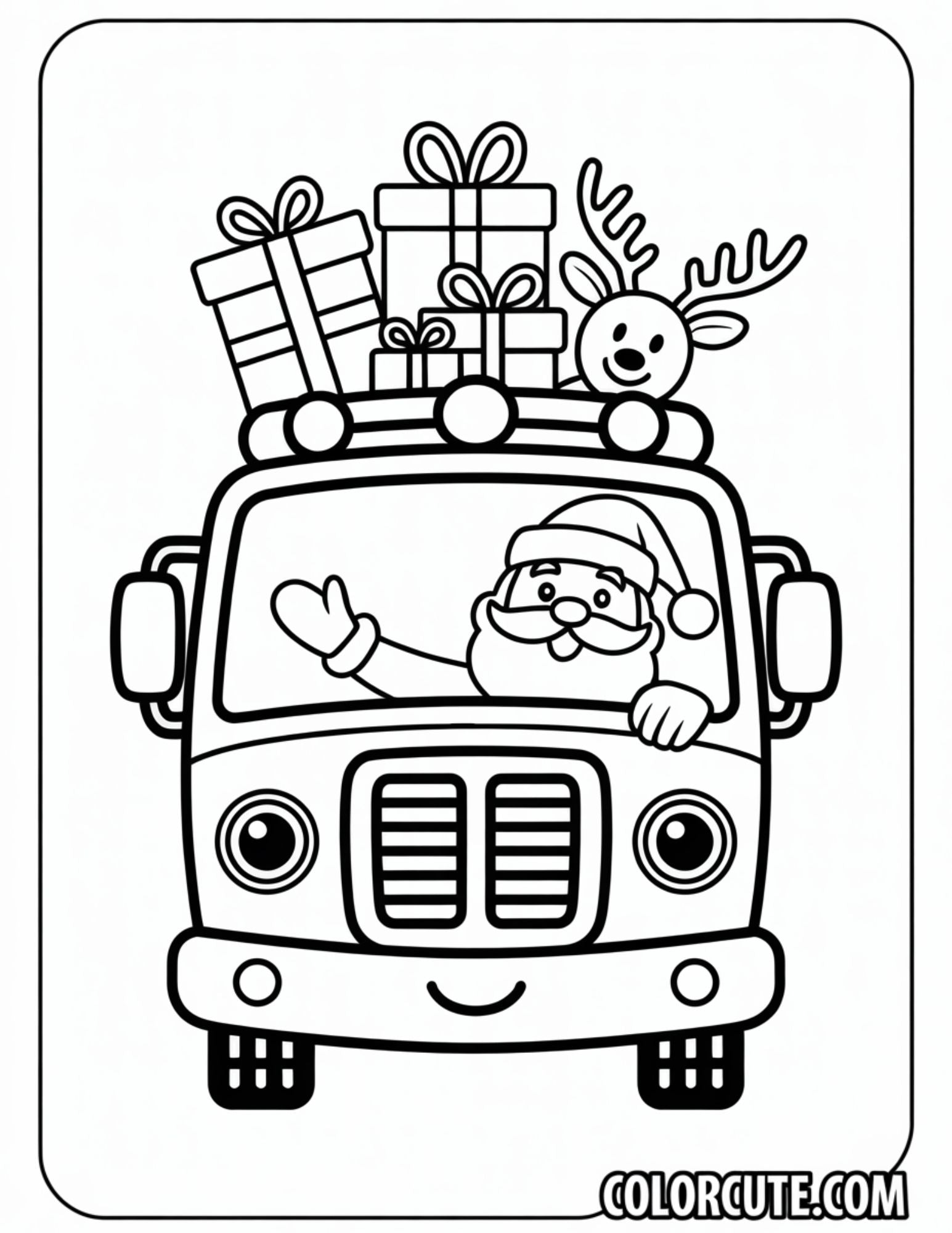 Christmas Fire Truck Coloring Pages | Free PDF Printables – Color Cute ...