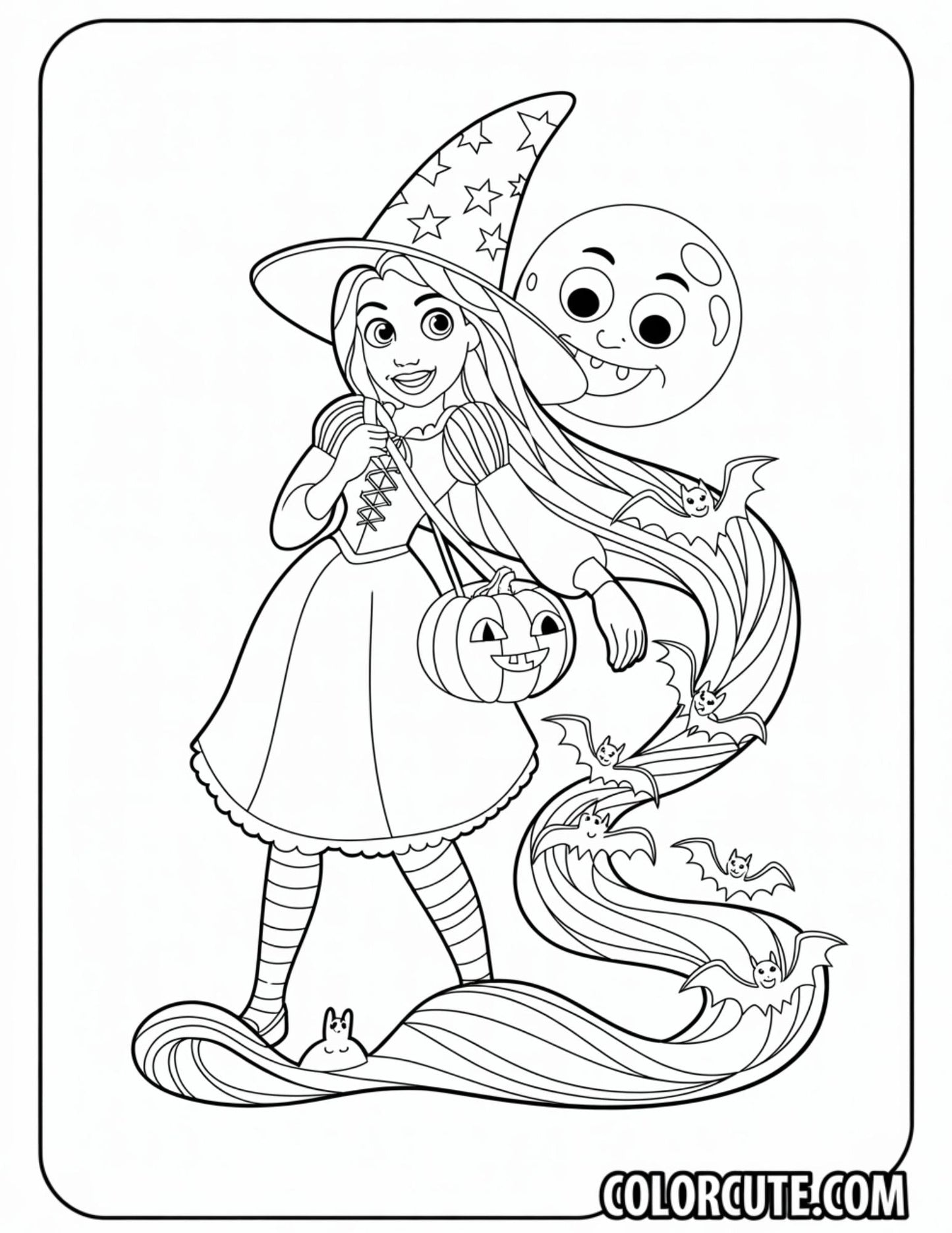 Halloween Rapunzel Coloring Page | Free PDF Printables