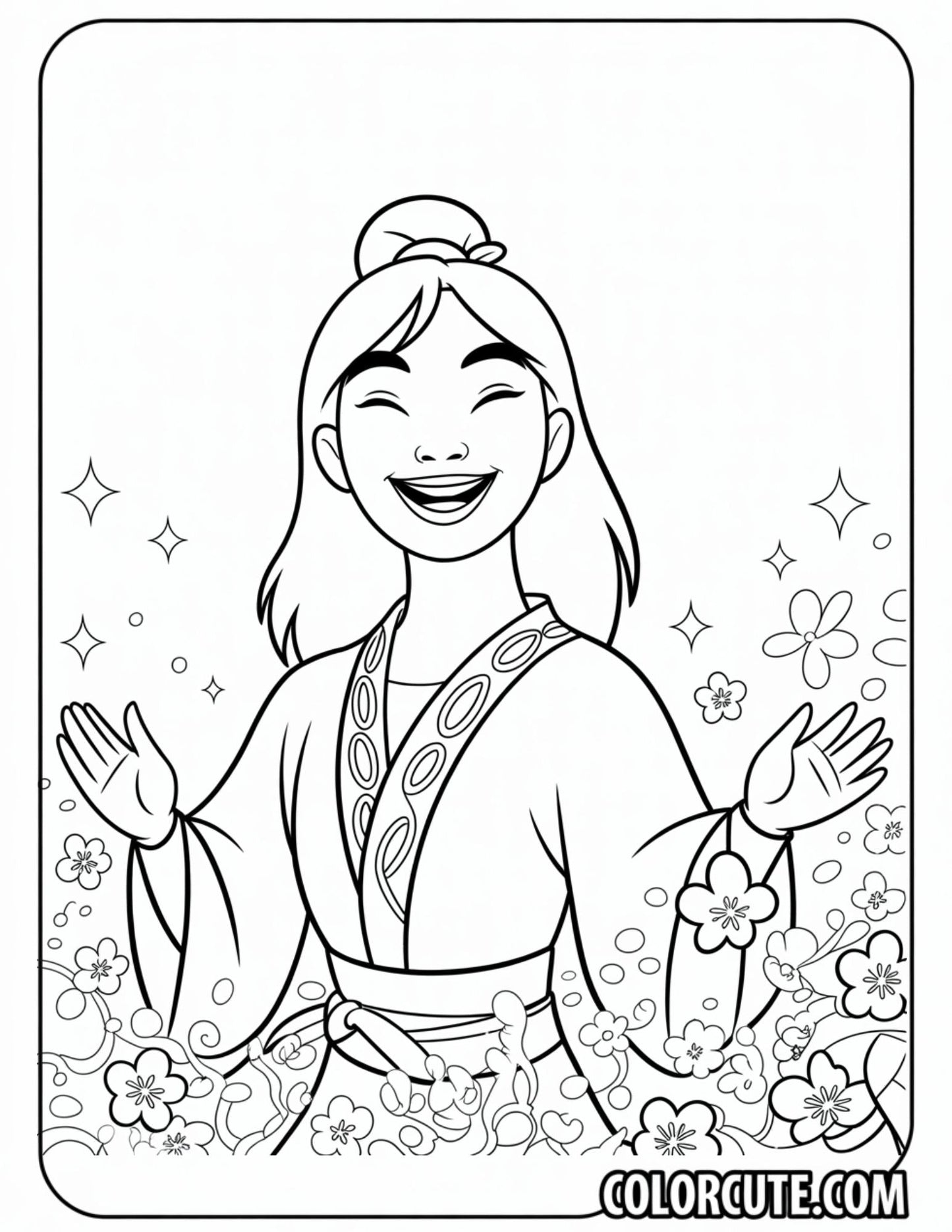 Happy Mulan Coloring Pages | Free PDF Printables