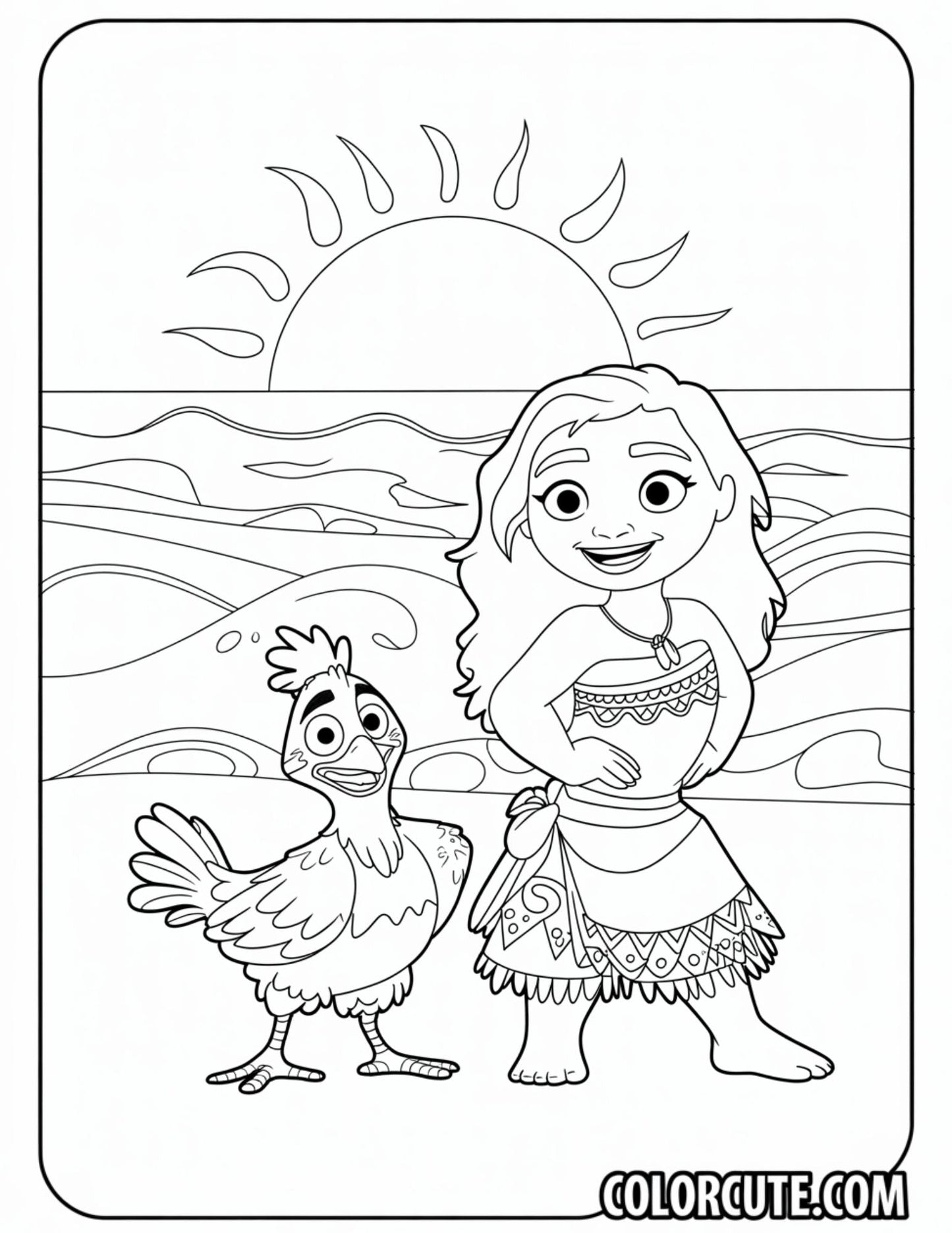 Hei Hei Moana Coloring Page | Free PDF Printables