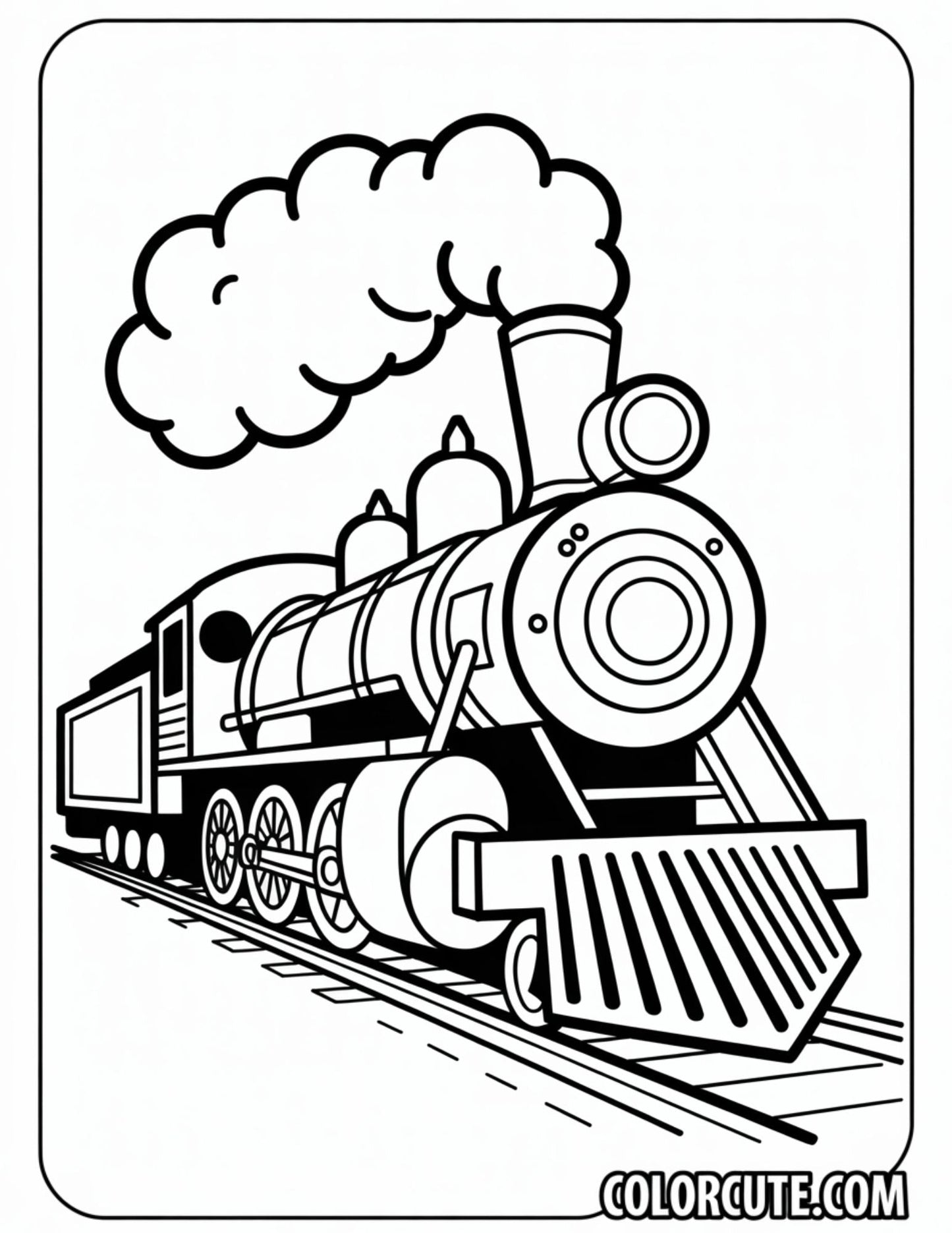 Locomotive Train Coloring Page - Free PDF Printables