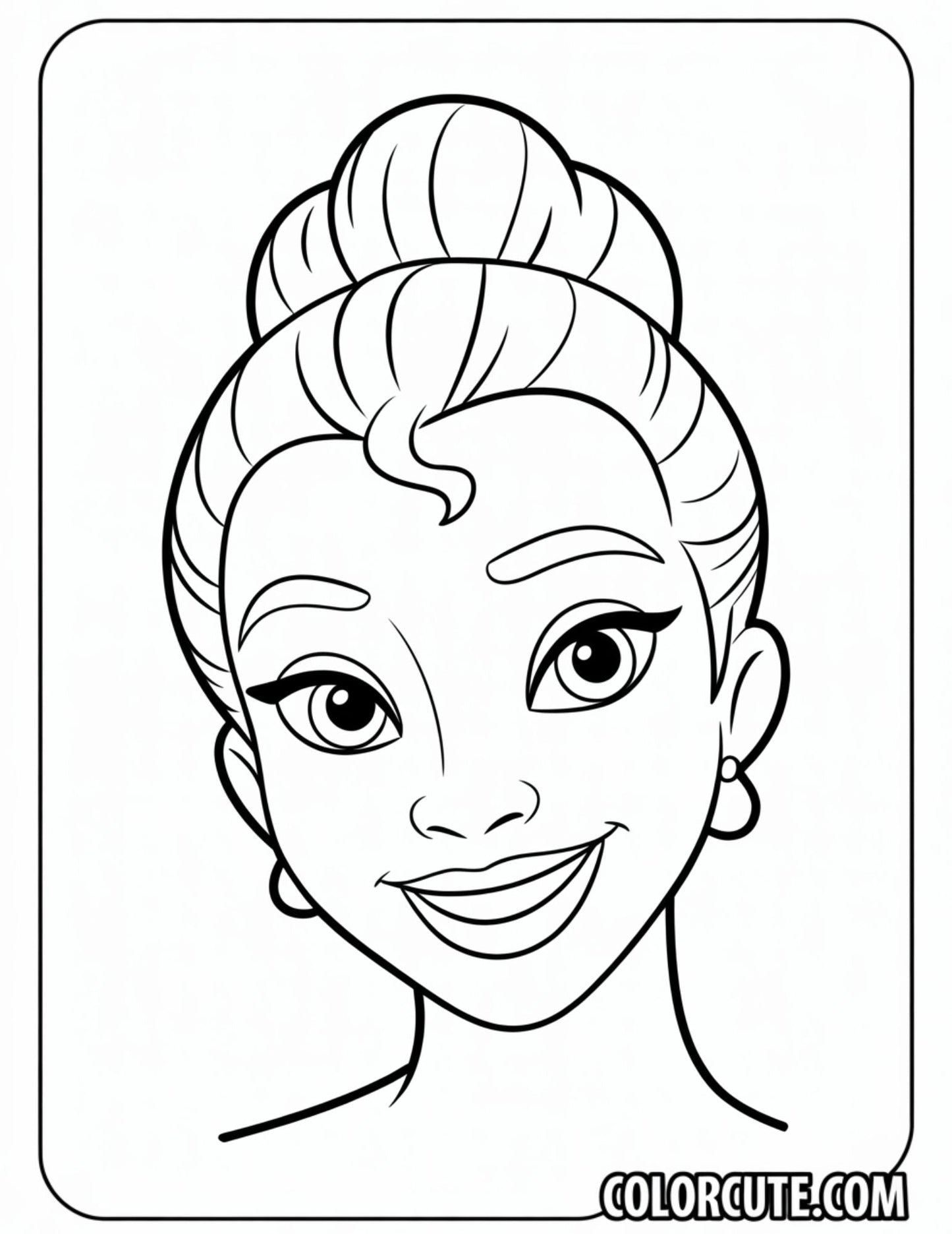 Face Tiana Coloring Pages | Free PDF Printables