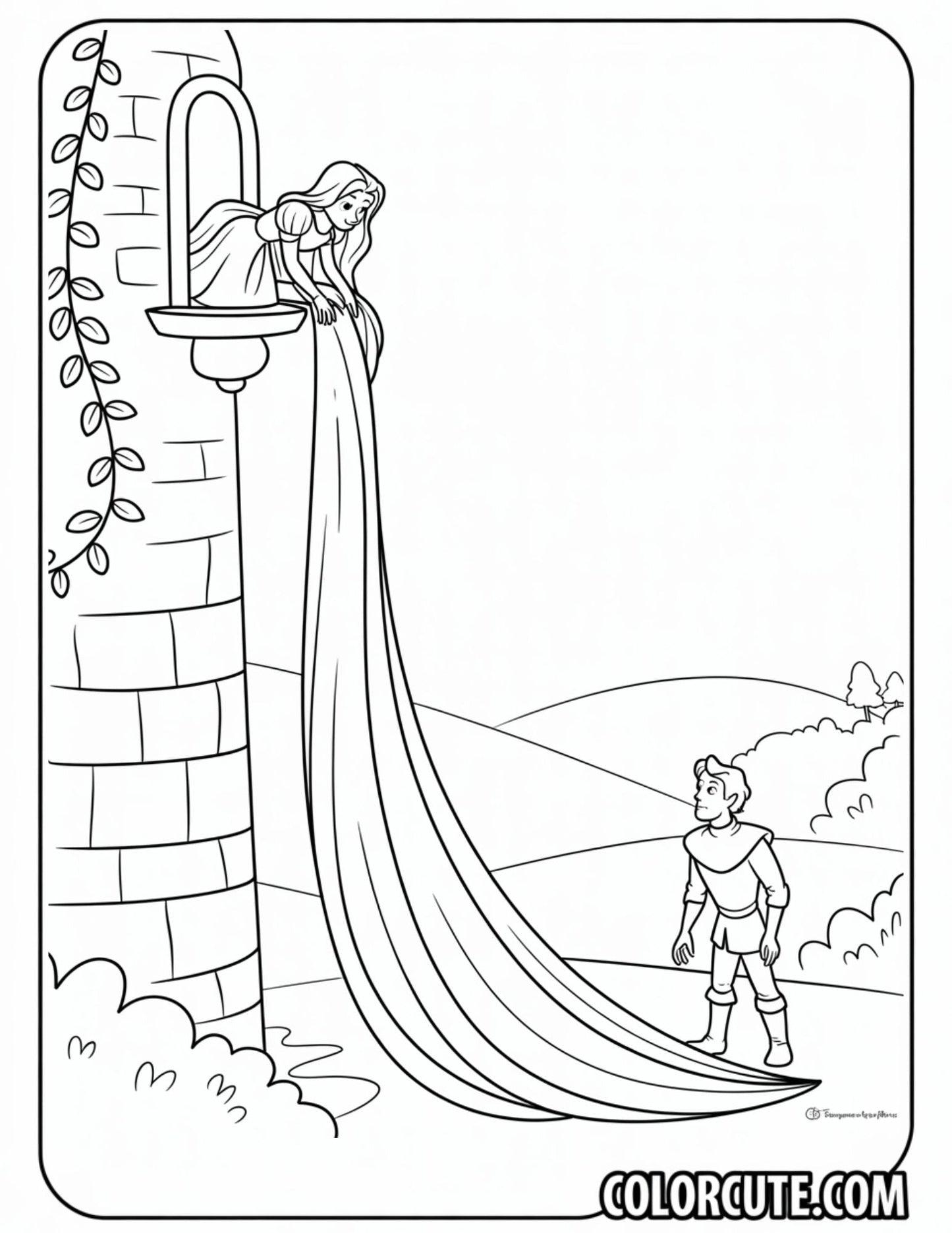 Fairy Tale Rapunzel Coloring Page | Free PDF Printables
