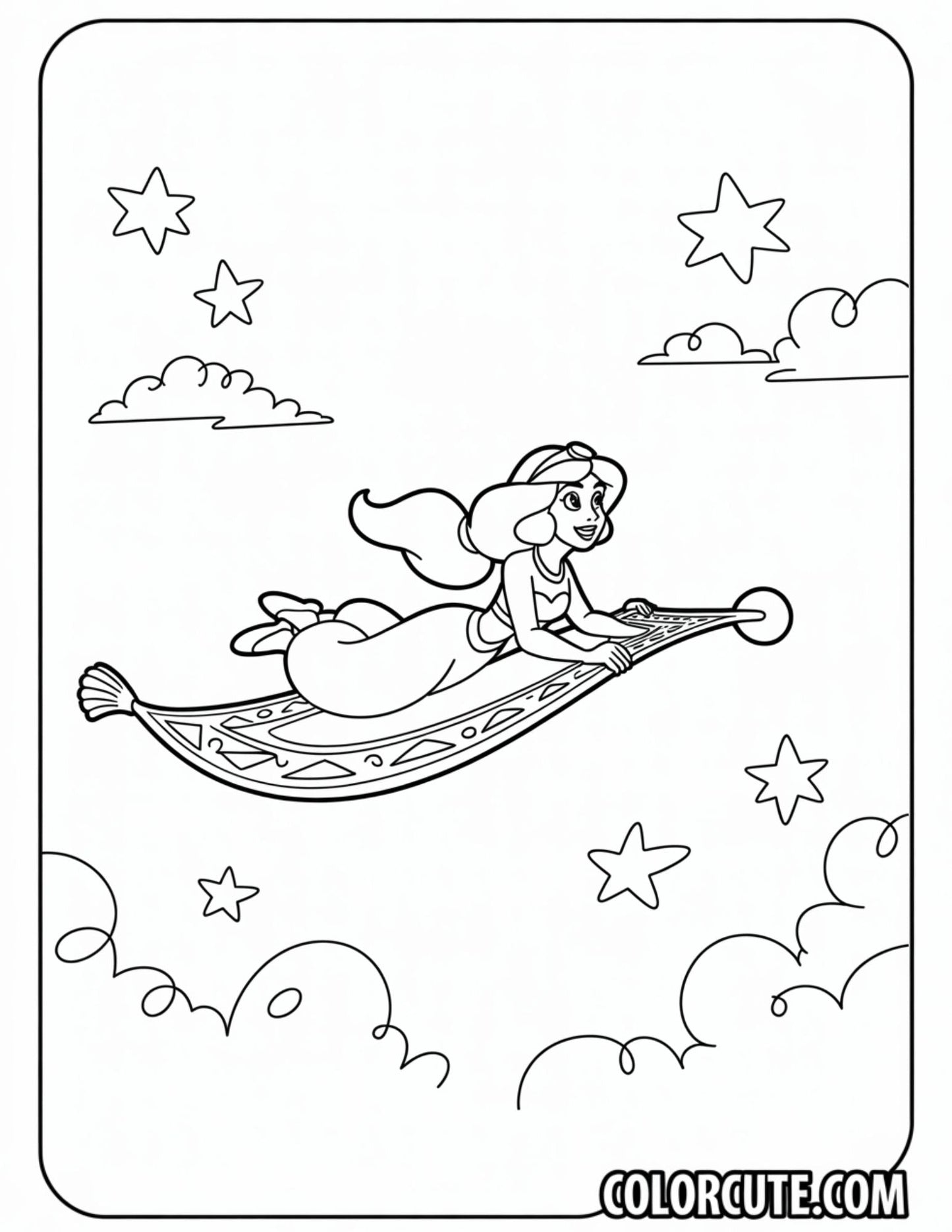 Flying Jasmine Coloring Page | Free PDF Printables
