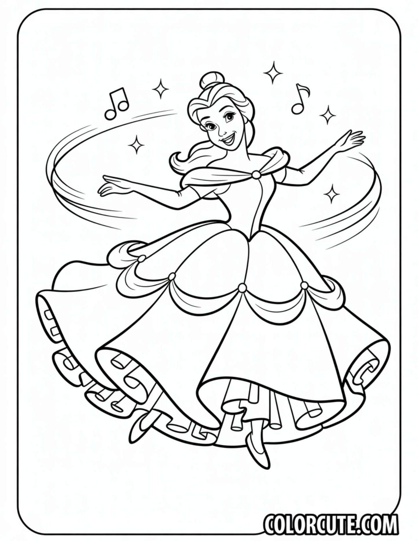 Dancing Belle Coloring Pages | Free PDF Printables