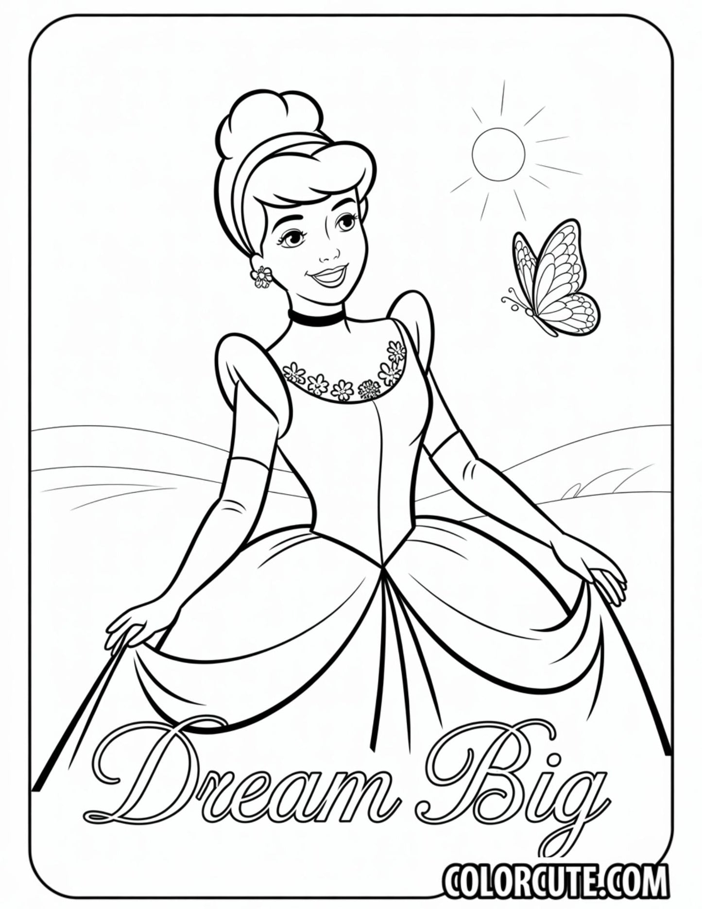 Easy Cinderella Coloring Pages | Free PDF Printables