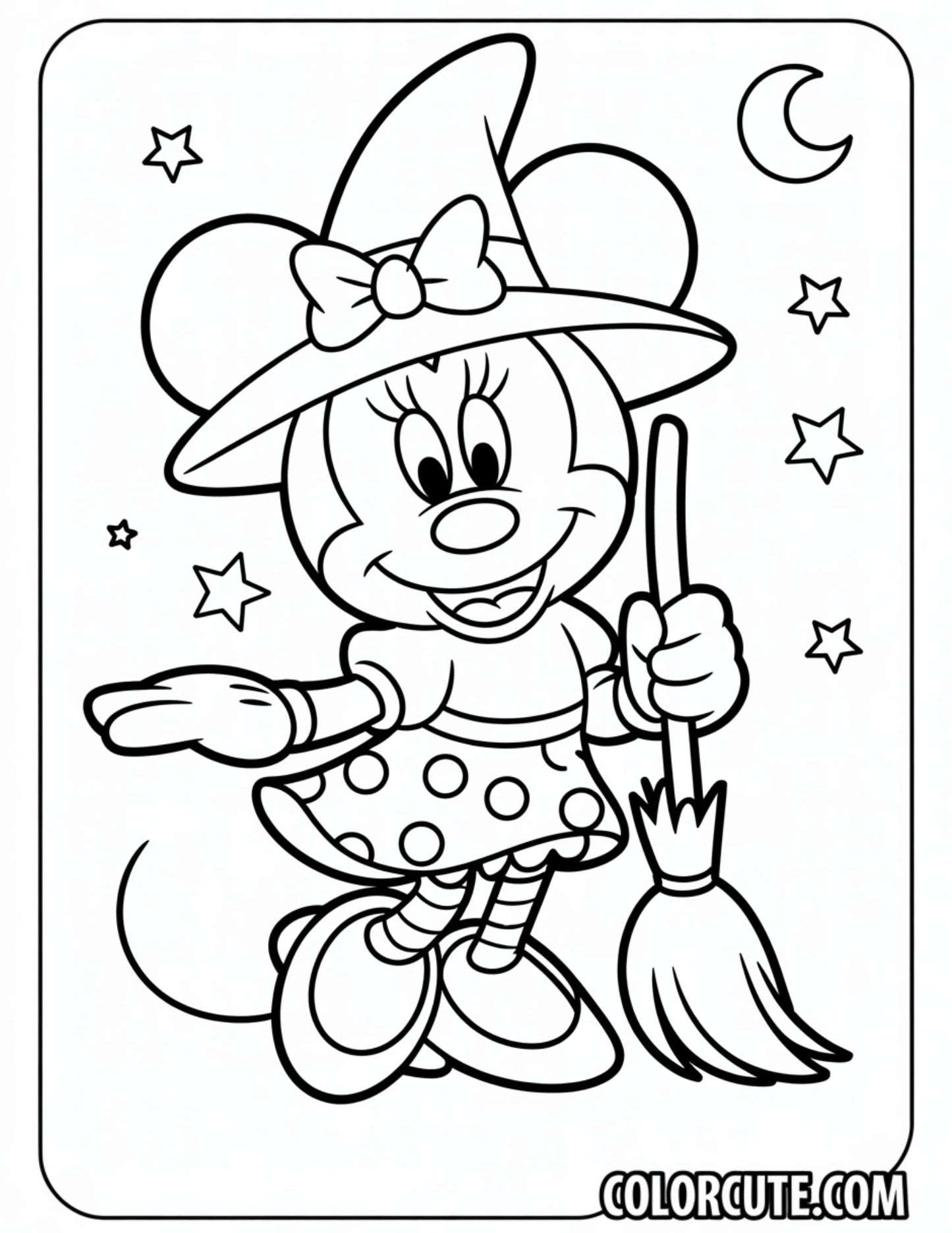 Halloween Minnie Mouse Coloring Page | Free PDF Printables
