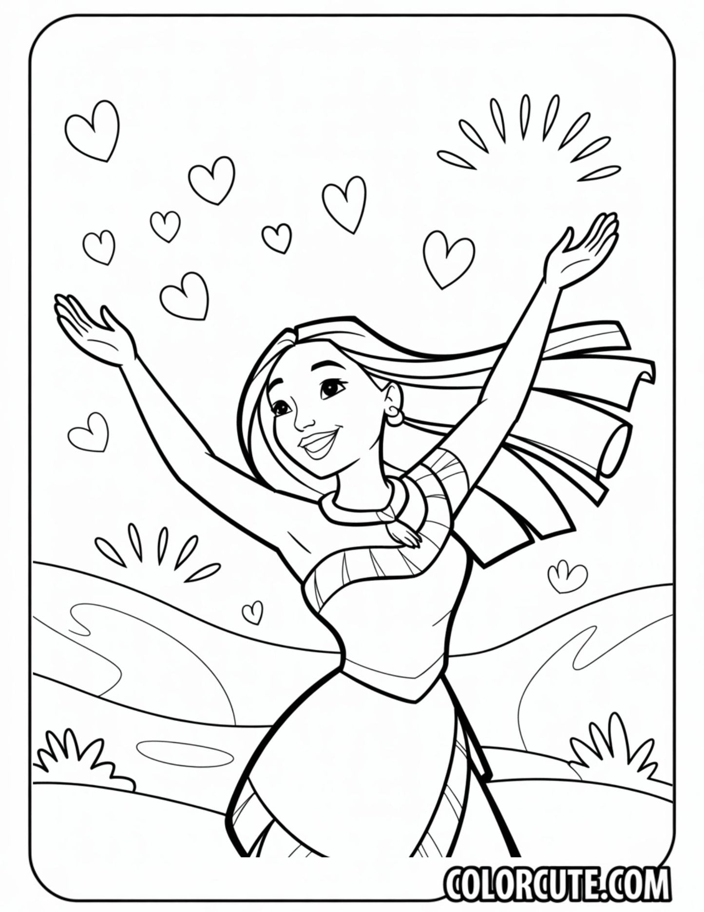 Happy Pocahontas Coloring Pages | Free PDF Printables