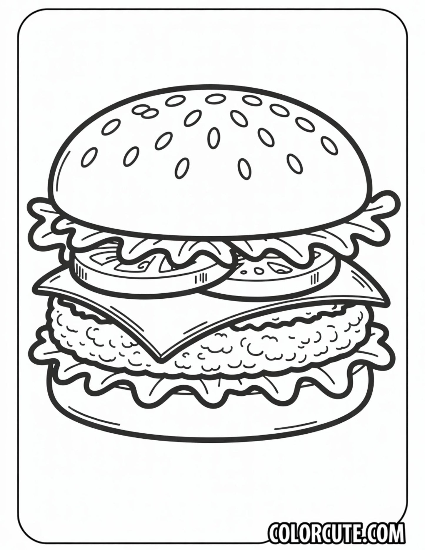 Burger Coloring Page | Free PDF Printables