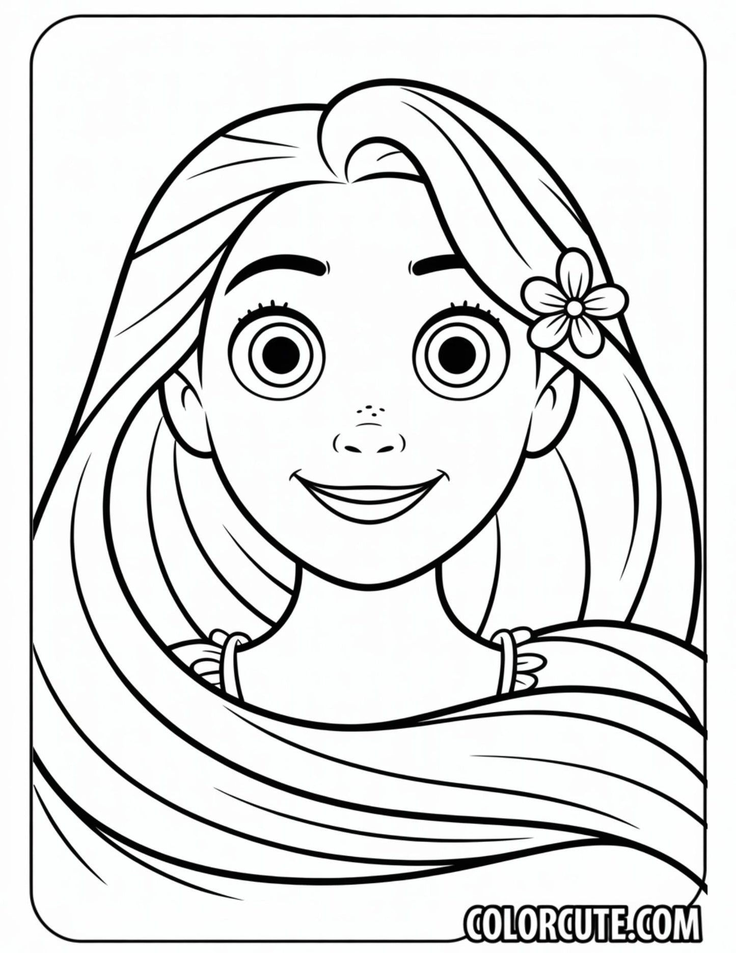 Face Rapunzel Coloring Page | Free PDF Printables