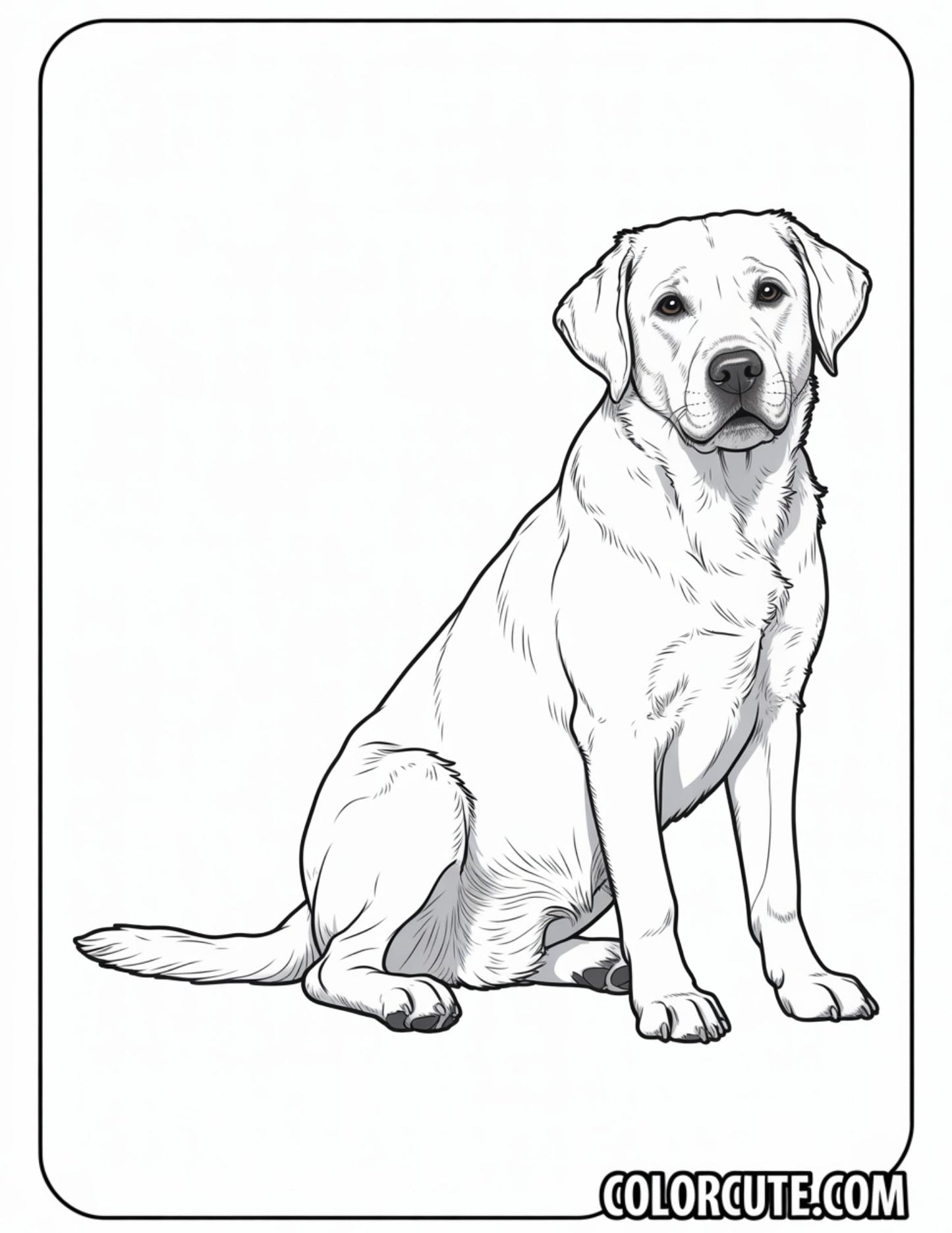 Labrador Retriever Sitting Coloring Page | Free PDF Printables