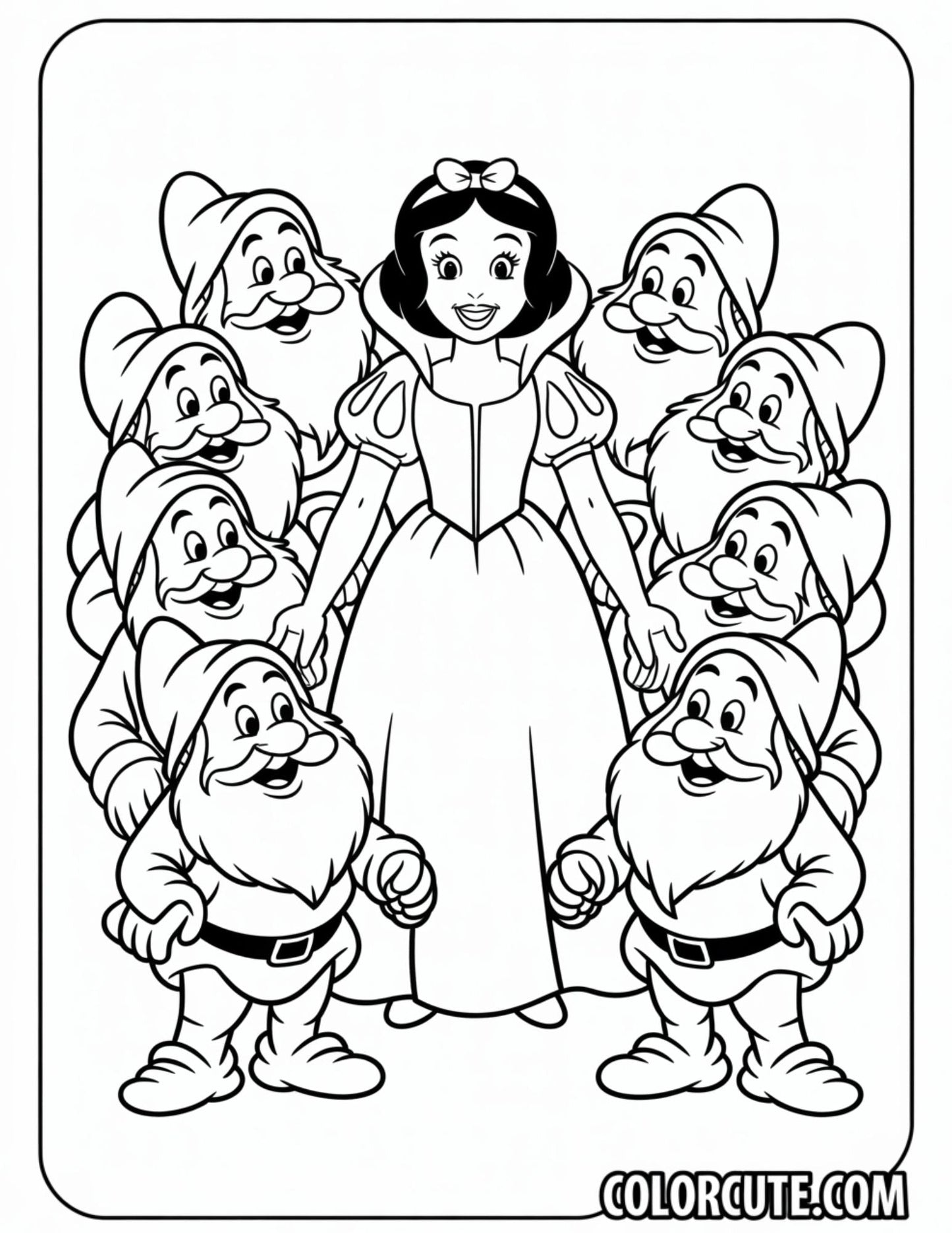 Seven Dwarfs Snow White Coloring Page | Free PDF Printables