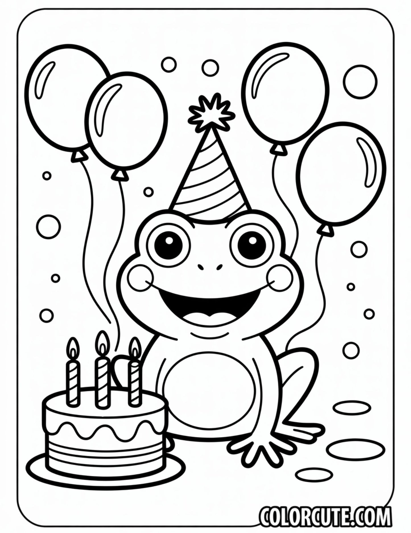 Birthday Frog Coloring Pages | Free PDF Printables