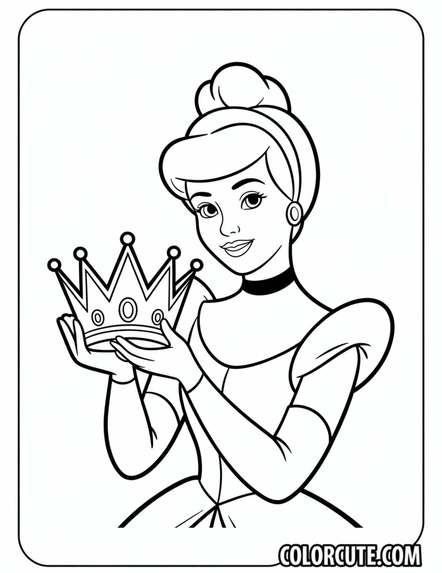 Crown Cinderella Coloring Pages | Free PDF Printables