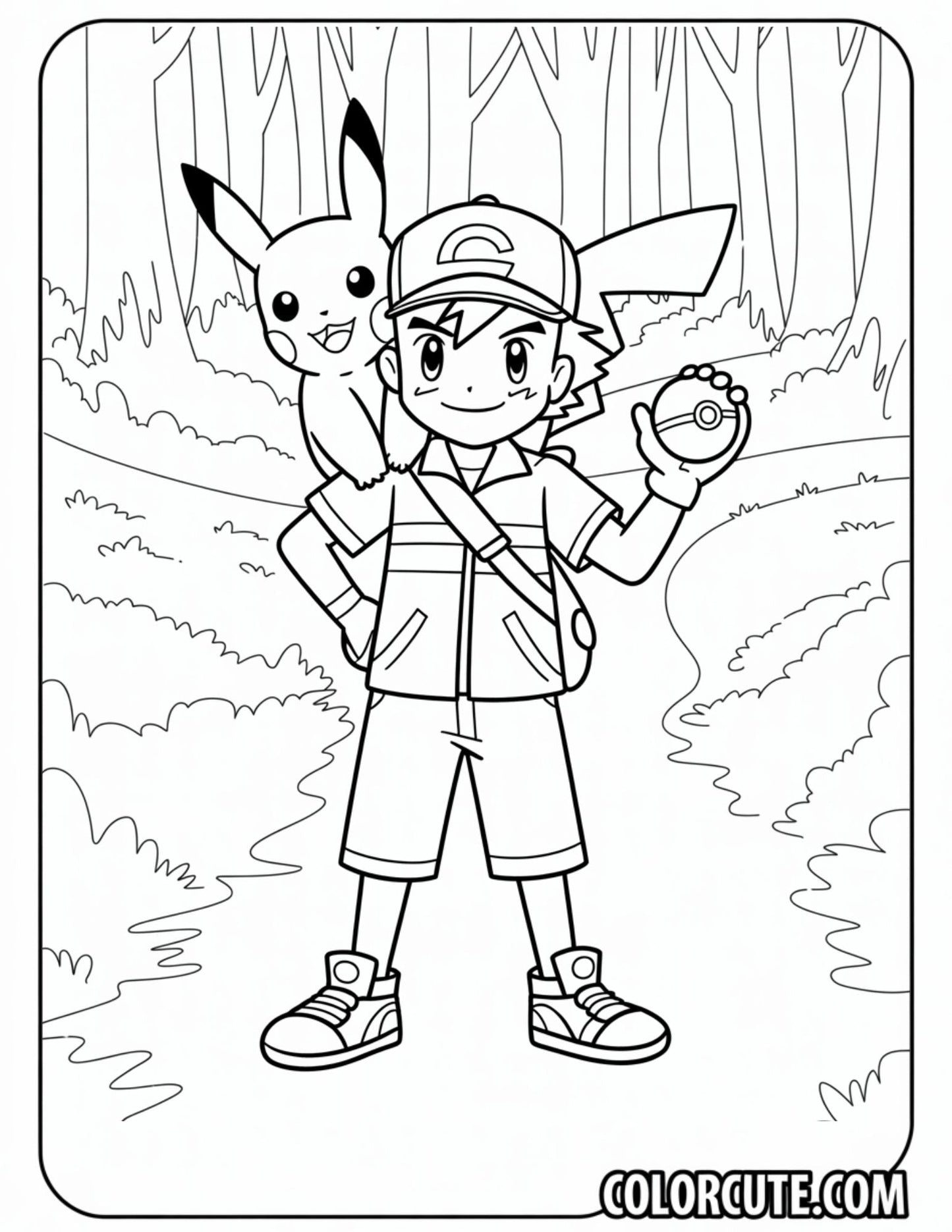 Ash Ketchum Coloring Pages | Free PDF Printables