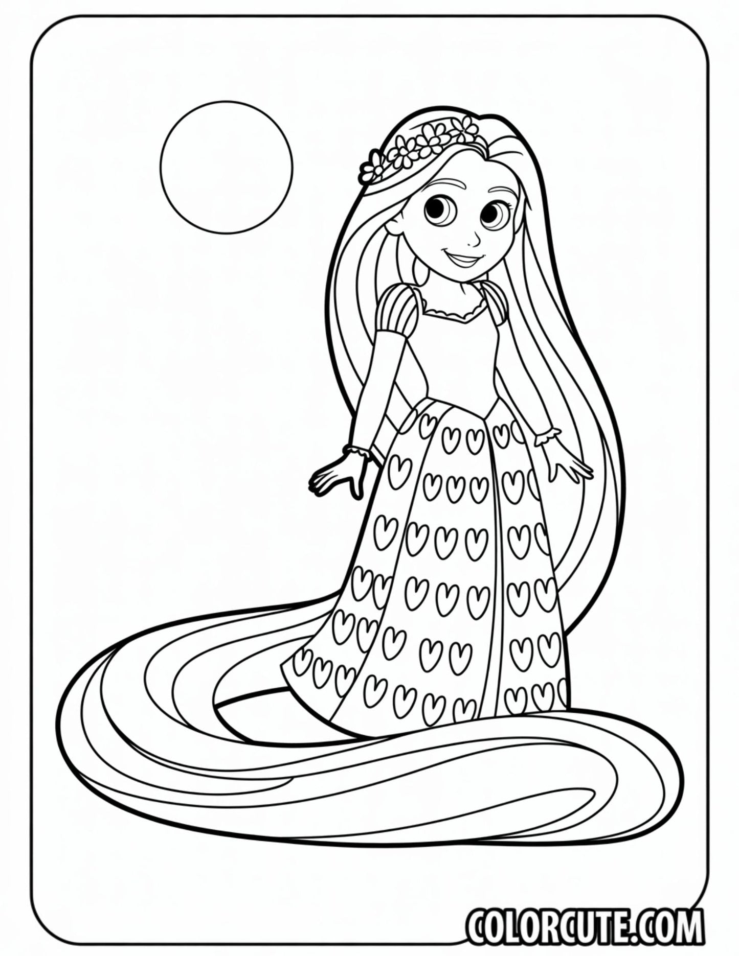 Easy Rapunzel Coloring Page | Free PDF Printables