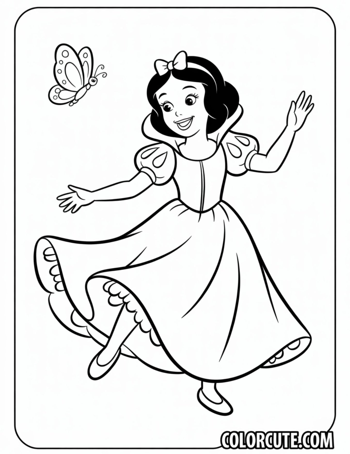 Happy Snow White Coloring Page | Free PDF Printables