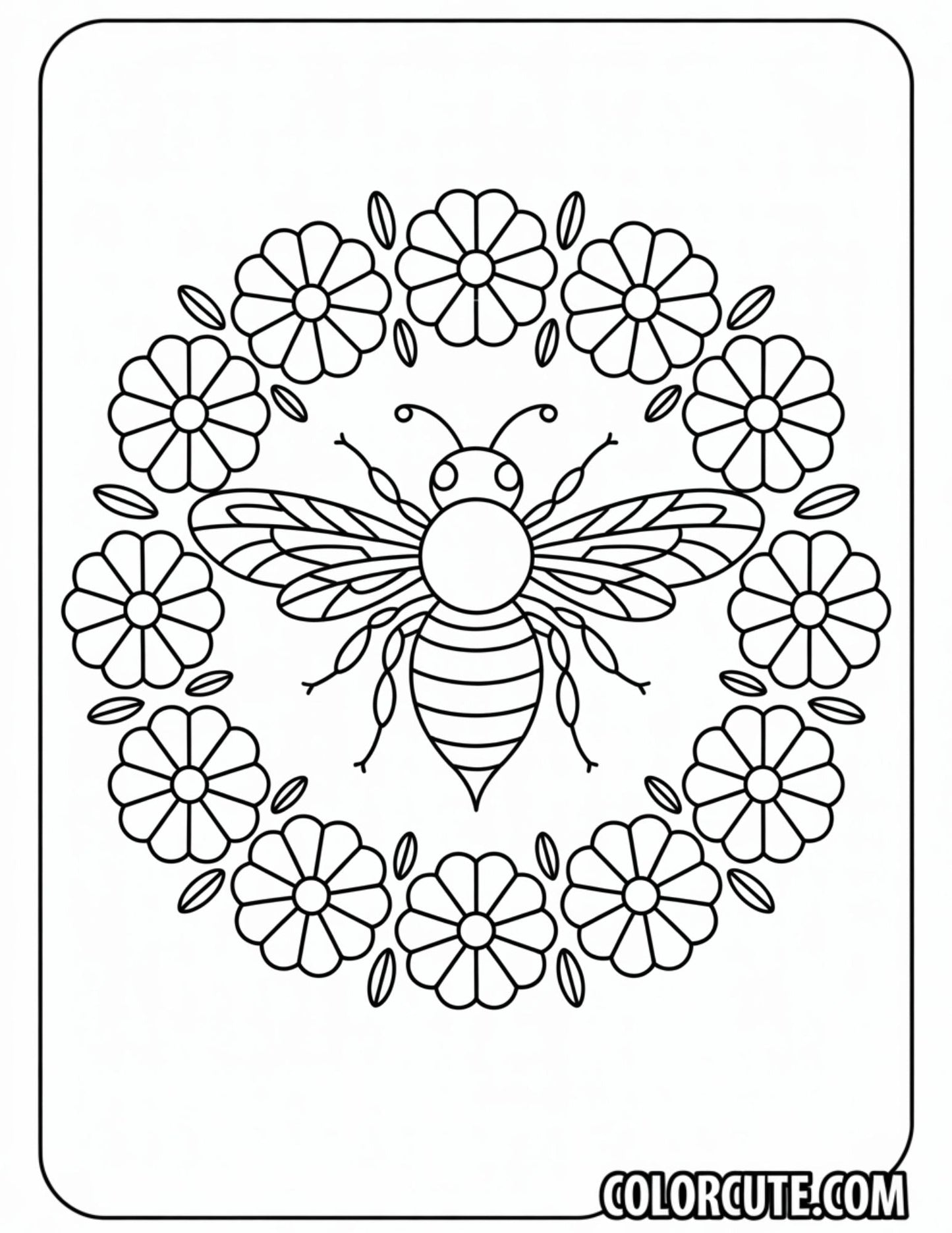 Mandala Bee Coloring Page – Free PDF Printables