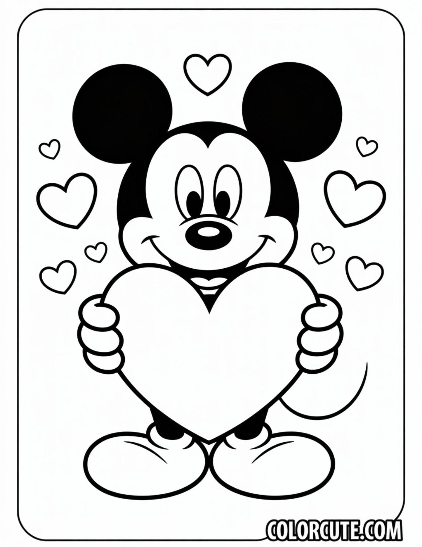 Valentines Mickey Mouse Coloring Pages | Free PDF Printables