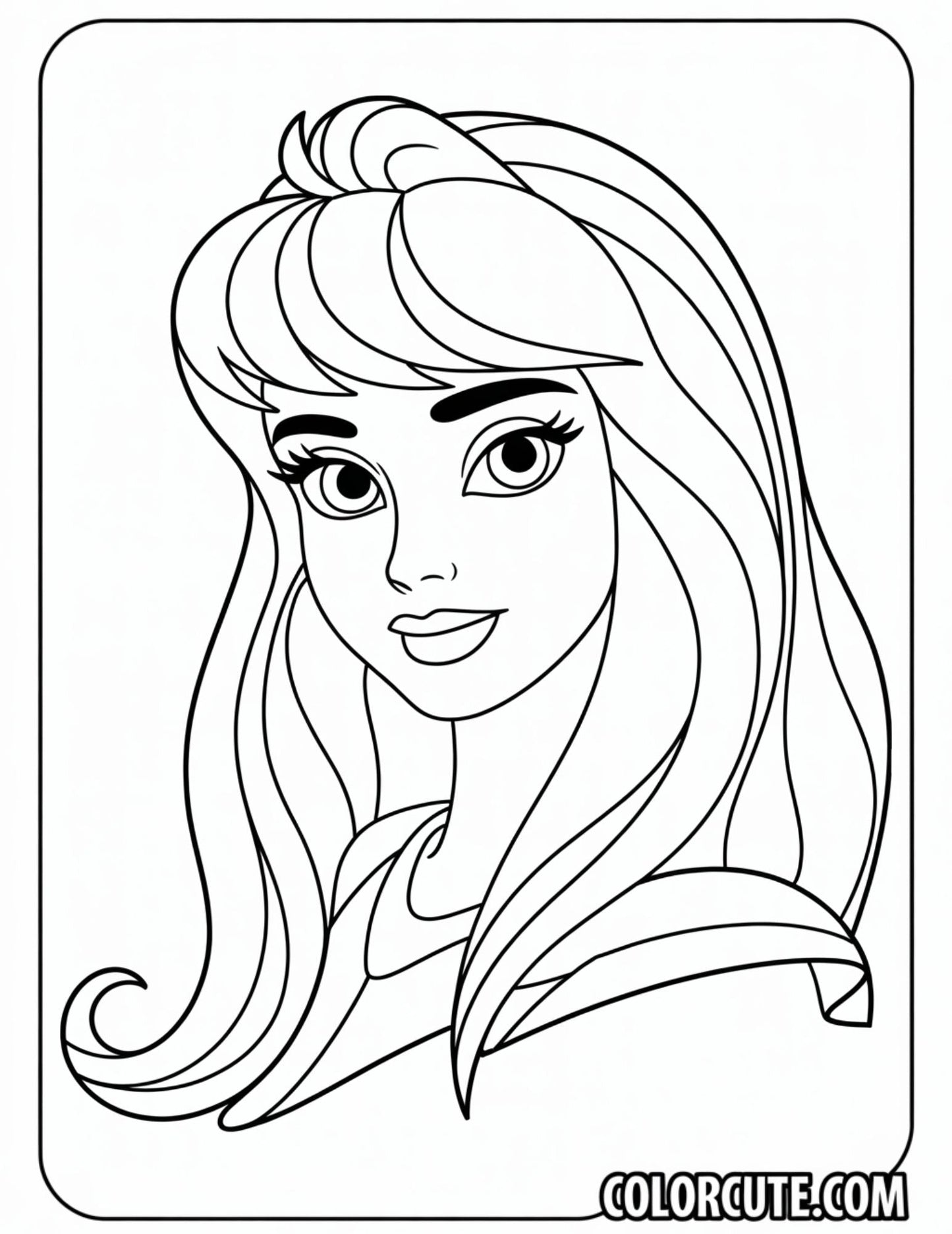 Aurora Face Portrait Coloring Page | Free PDF Printables