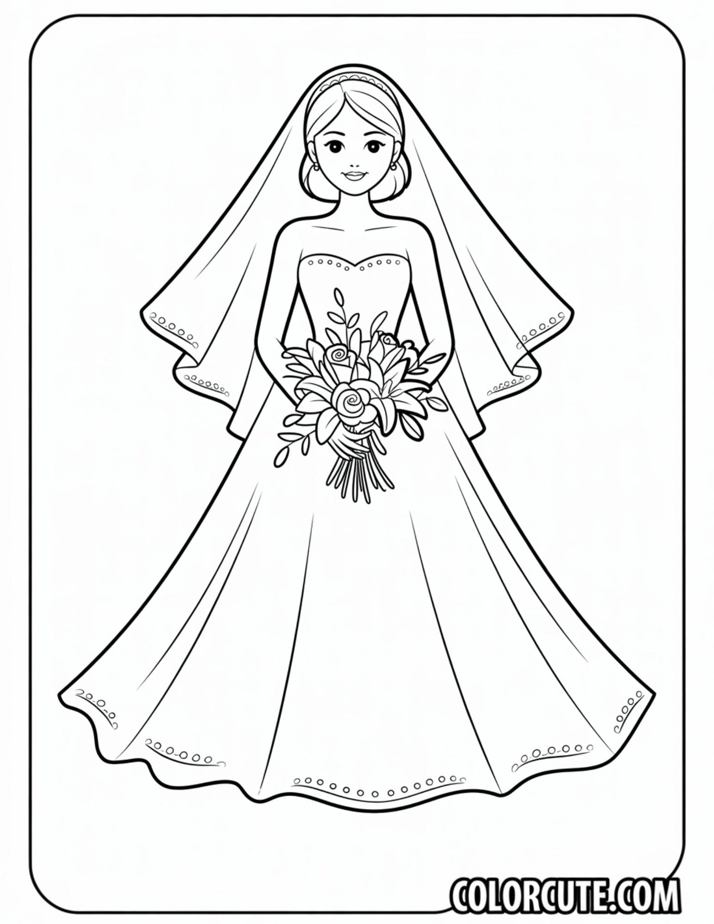 Bridal Fashion Girl Coloring Pages | Free PDF Printables