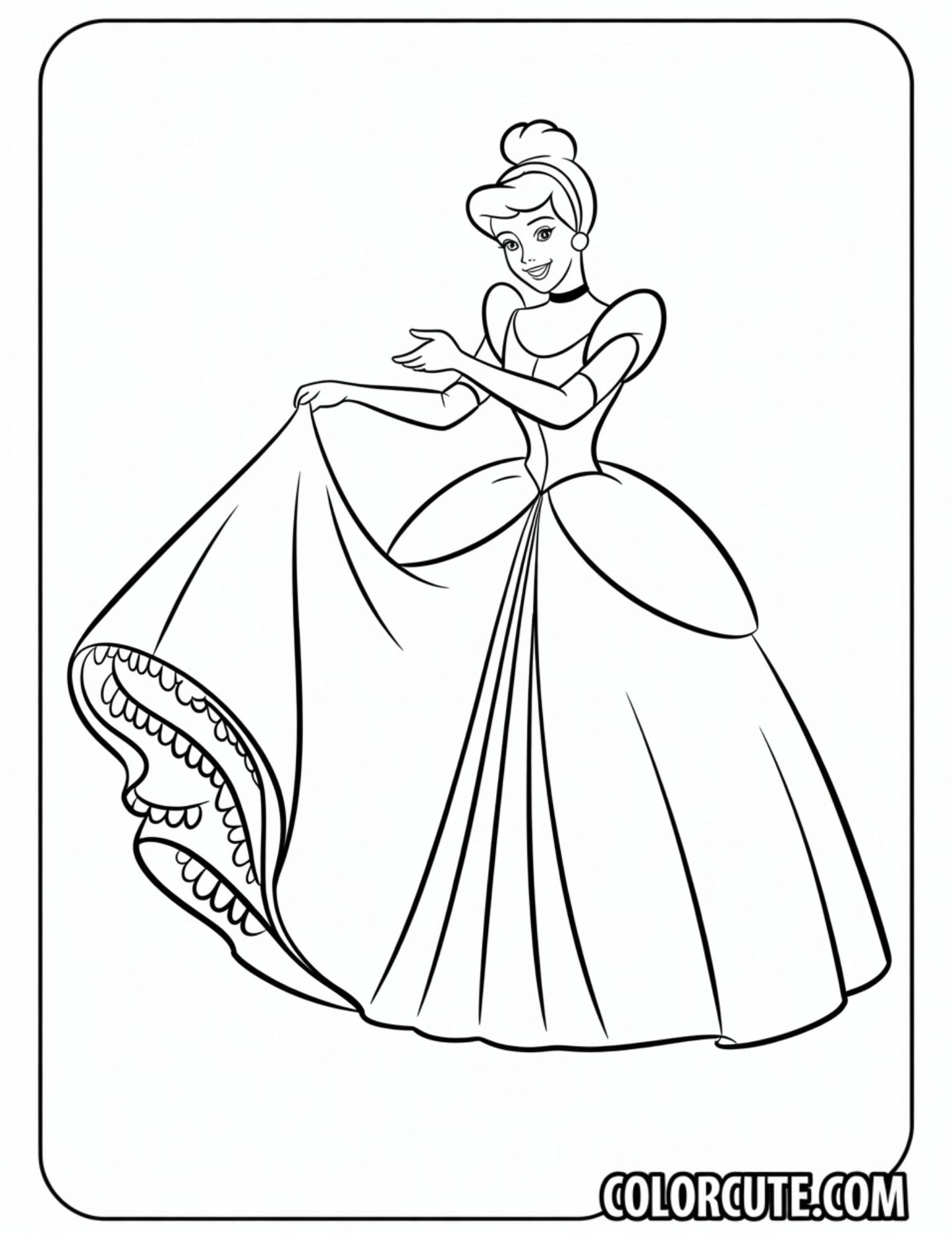 Dress Cinderella Coloring Pages | Free PDF Printables