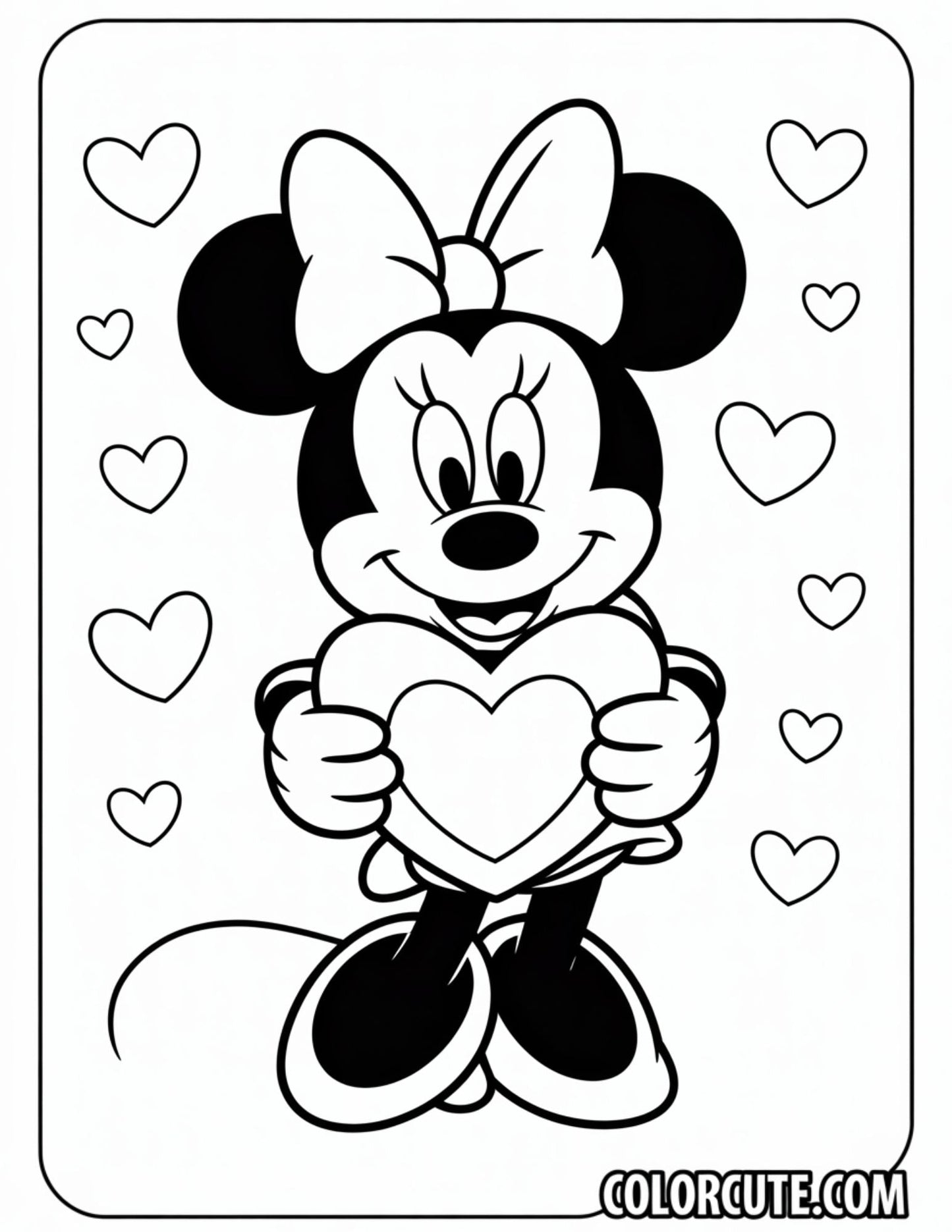 Valentine Minnie Mouse Coloring Page | Free PDF Printables