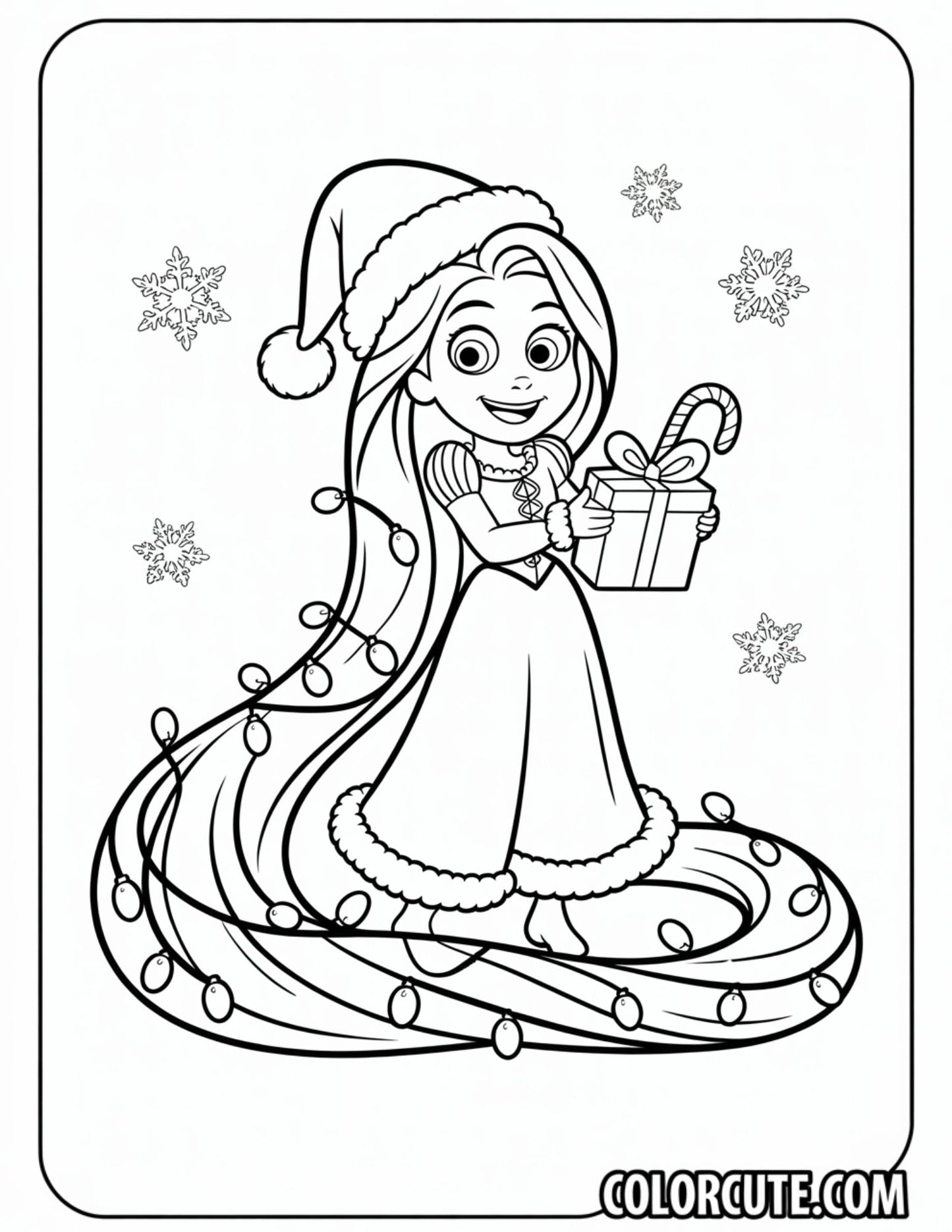 Christmas Rapunzel Coloring Page | Free PDF Printables