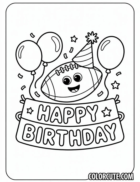 Happy Birthday Football Coloring Pages | Free PDF Printables
