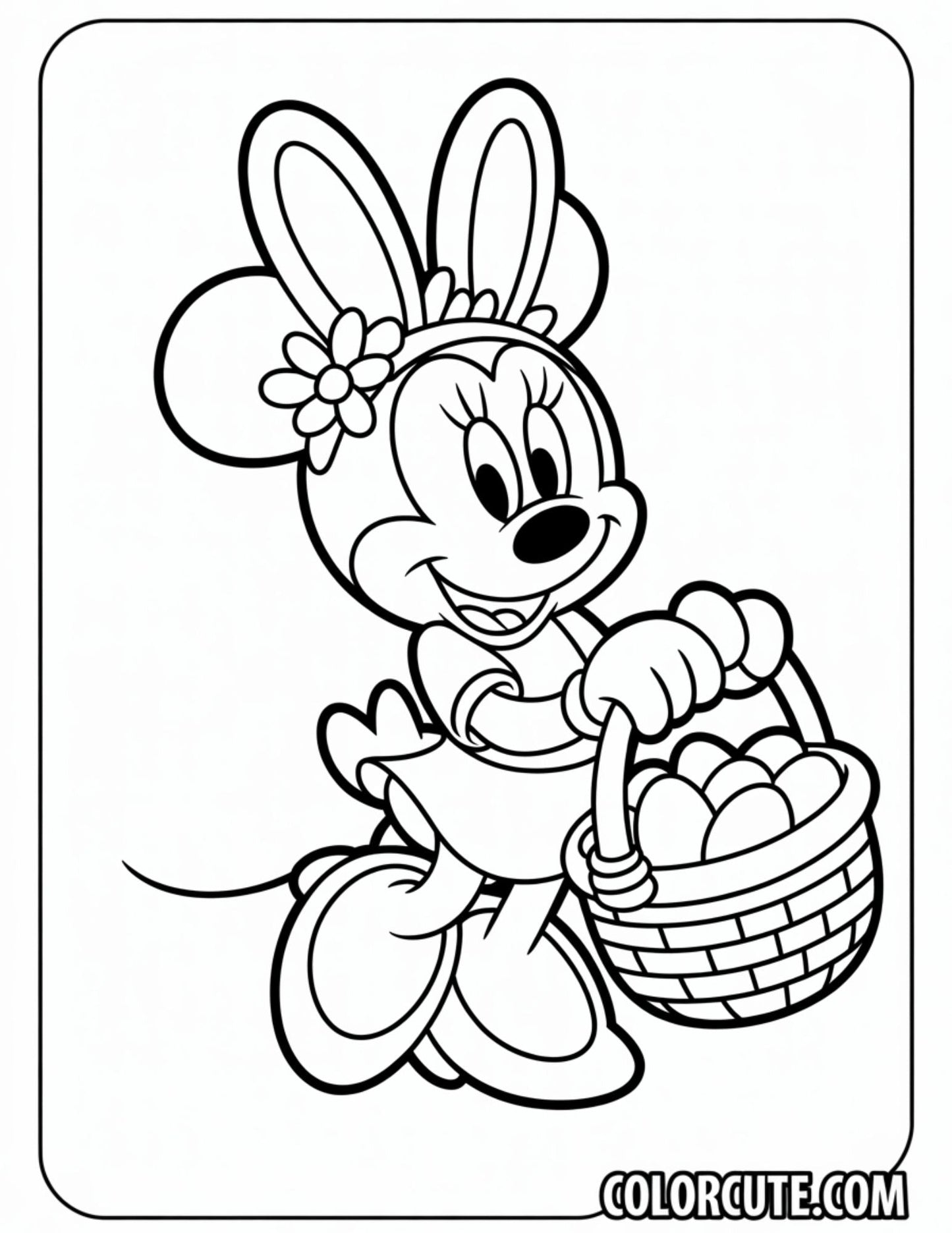 Easter Minnie Mouse Coloring Page | Free PDF Printables