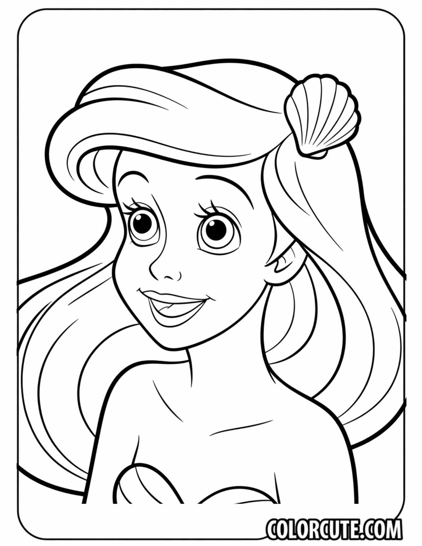 Face Ariel Coloring Pages | Free PDF Printables