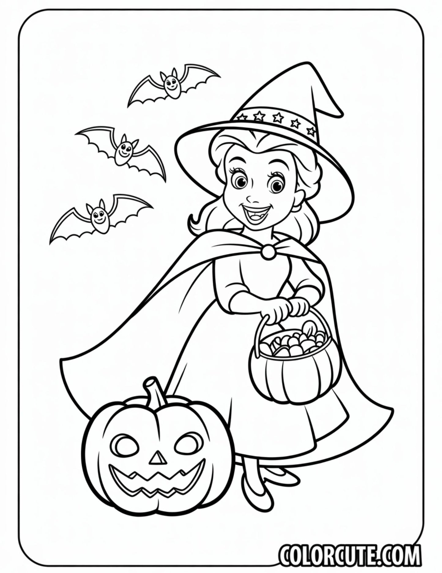 Halloween Belle Coloring Pages | Free PDF Printables