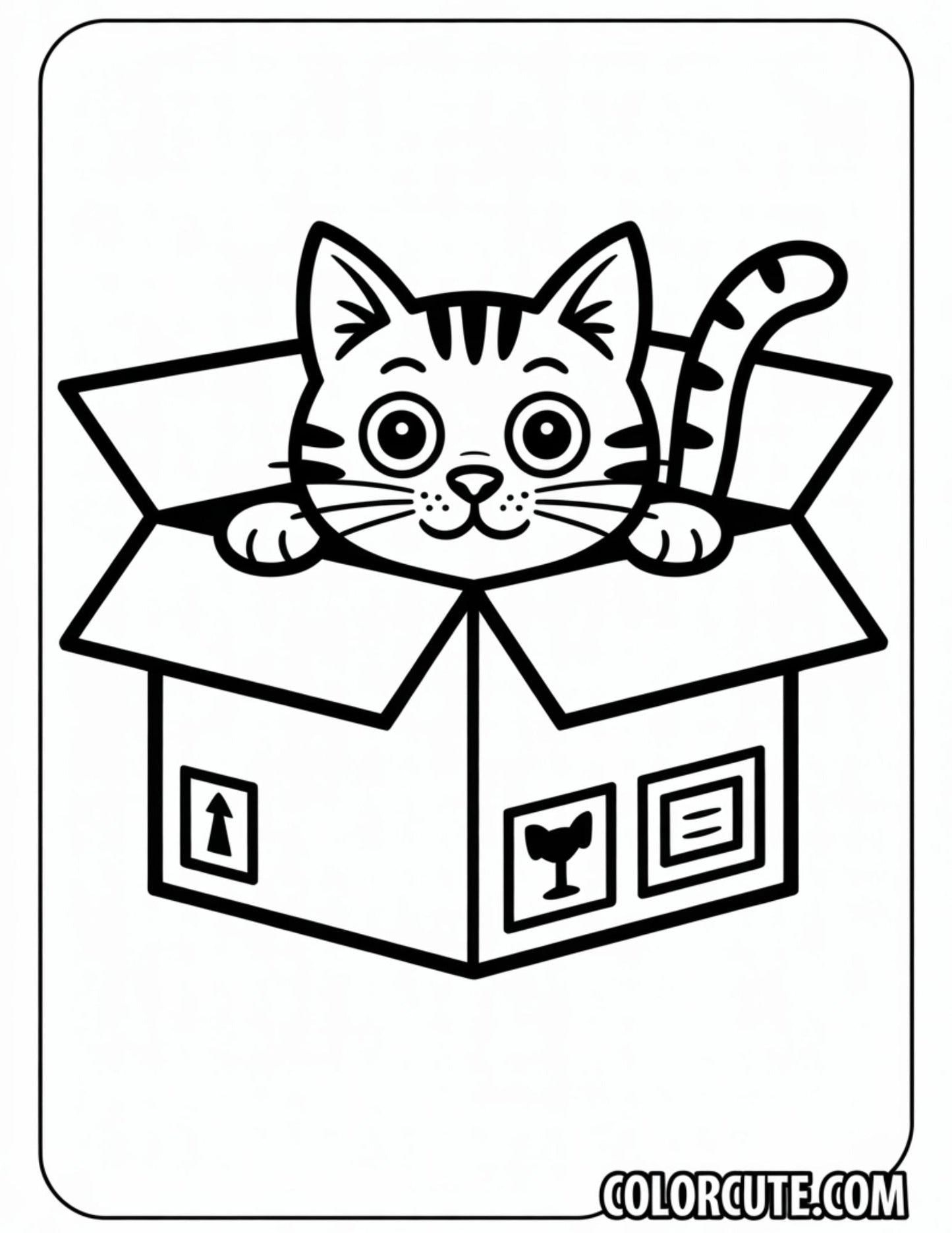 Cat in a Box Coloring Pages | Free PDF Printables