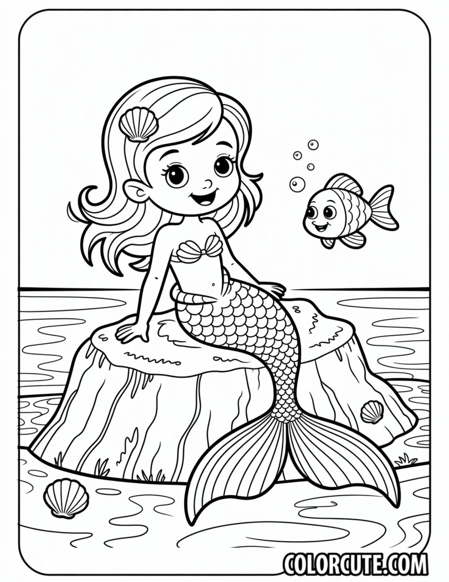 Adorable Mermaid Coloring Pages | Free PDF Printables