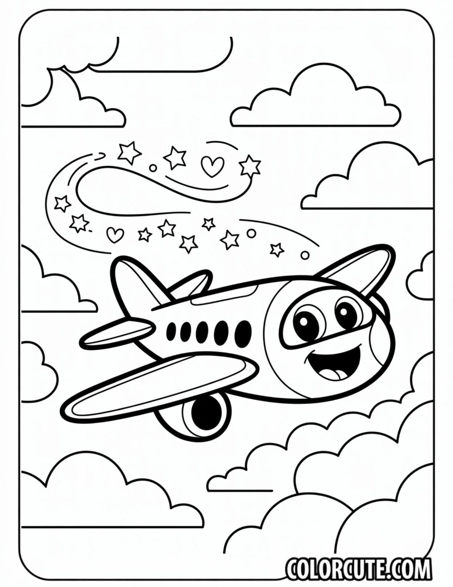 Airplane Preschool Coloring Page | Free PDF Printables