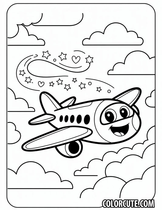 Airplane Preschool Coloring Page | Free PDF Printables