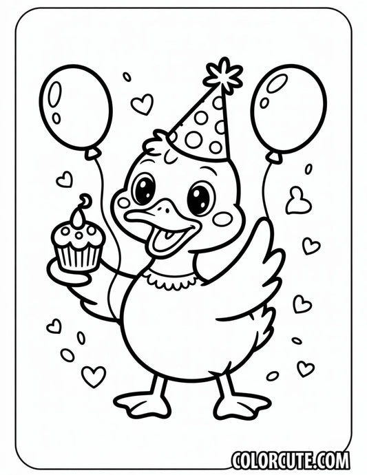 Birthday Duck Coloring Page | Free PDF Printables