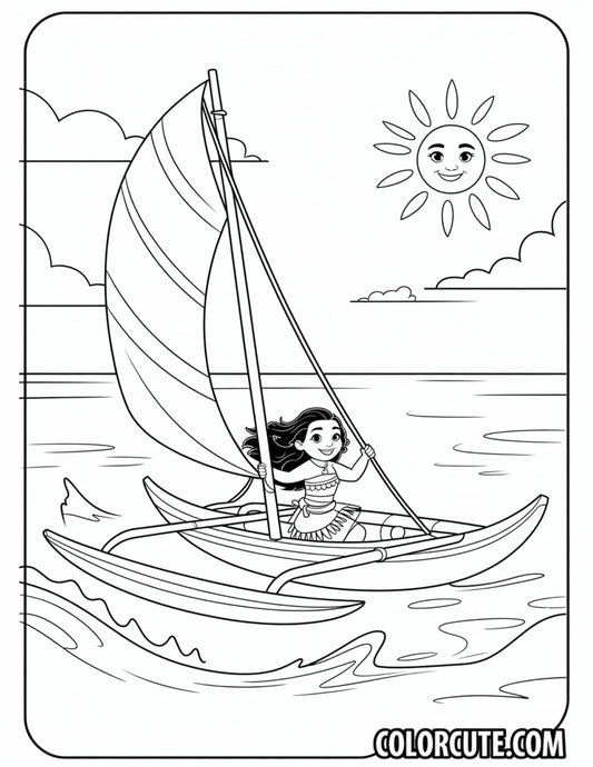 Boat Moana Coloring Page | Free PDF Printables