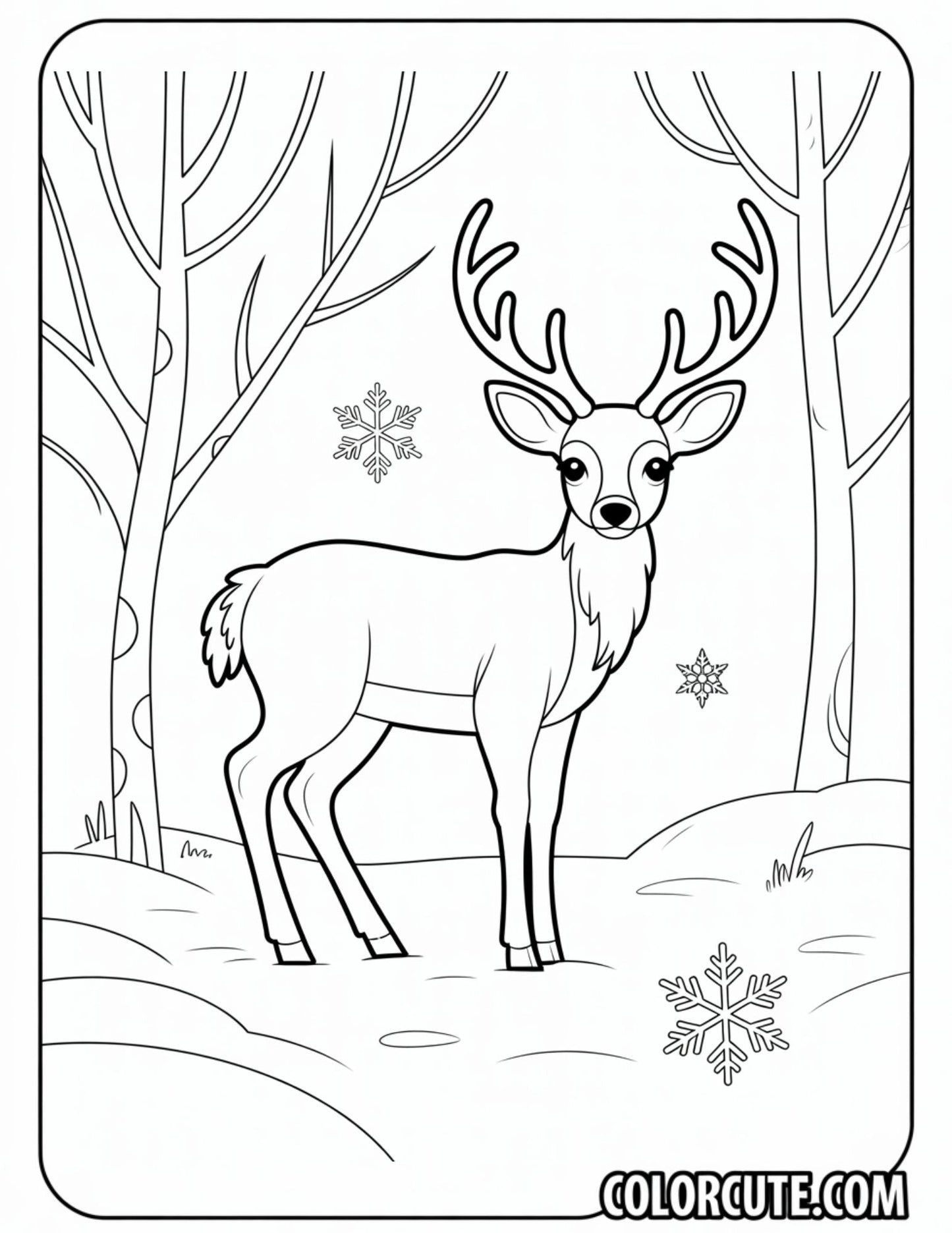 Forest Deer Coloring Pages - Free PDF Printables