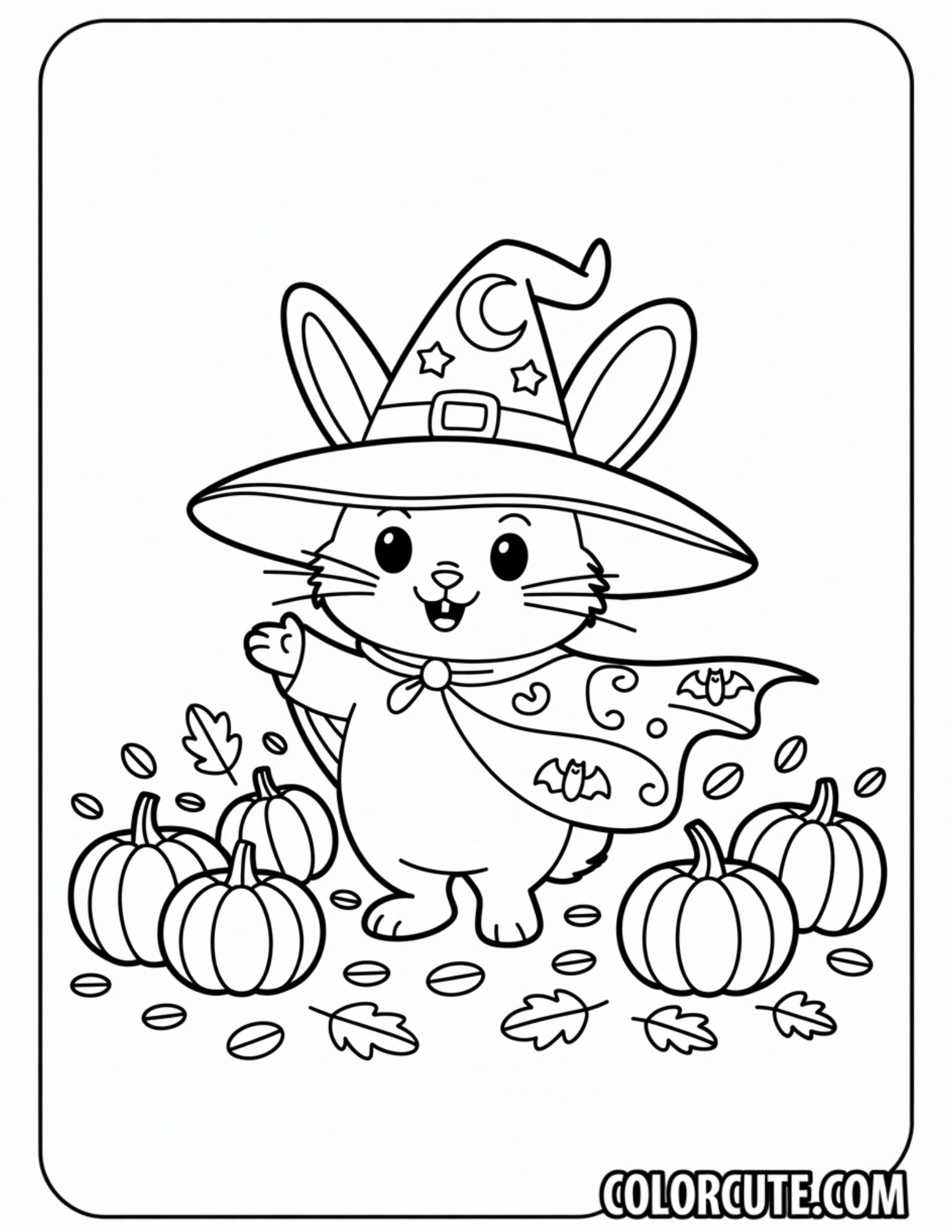 Halloween Bunny Coloring Page – Free PDF Printables – Color Cute - Free ...