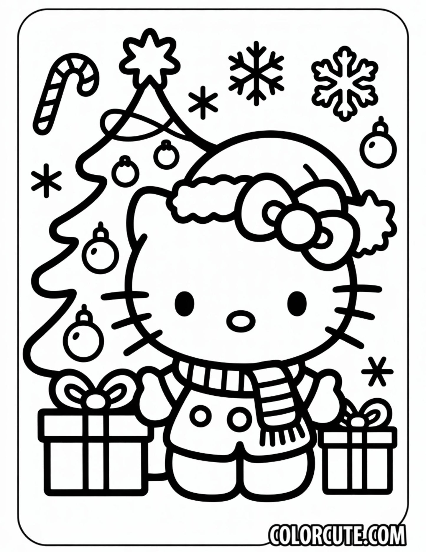 Hello Kitty Christmas Coloring Page | Free PDF Printables